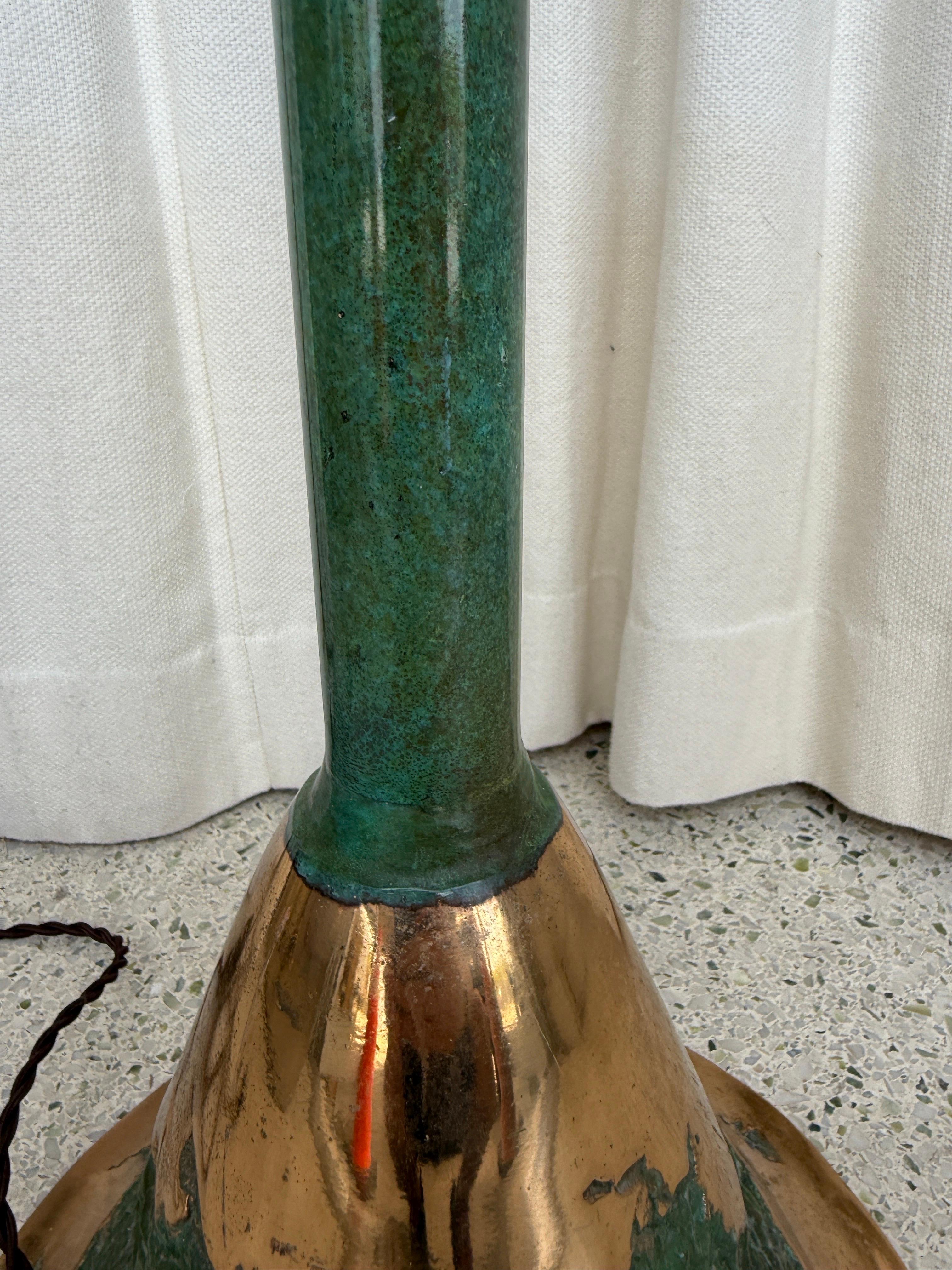 Brutalist Heavy Sculptural Bronze Torchiere / Up light Lamp by Valenti (SIGNED) For Sale