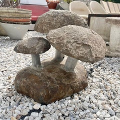 Heavy Sculptural Granite Mushrooms, 1960s France