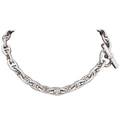 Vintage Hermès Silver Necklace of Ships Cable design, French circa 1970