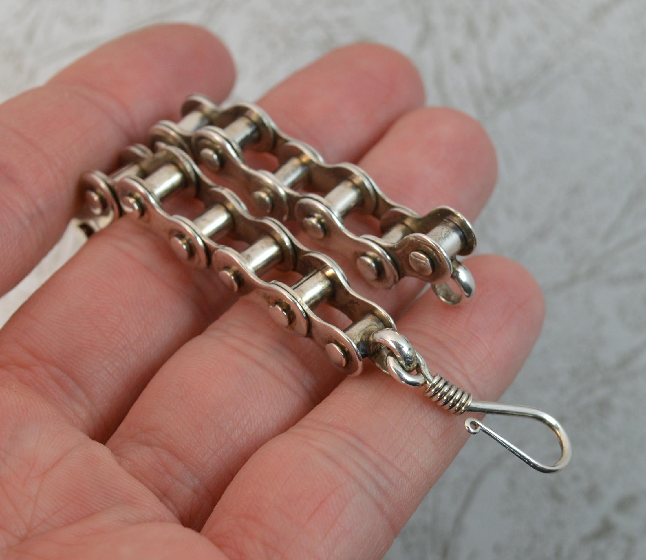 Women's or Men's Heavy Solid Sterling Silver Bike Chain Link Necklace
