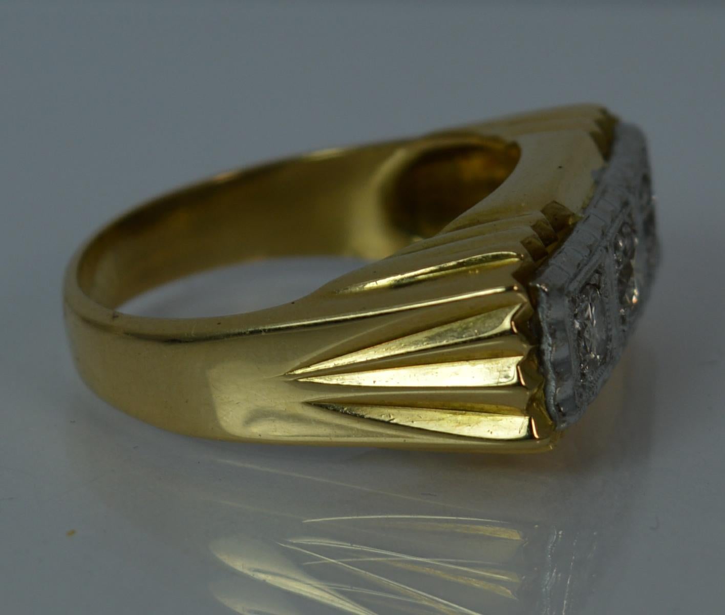 Heavy Solid 18 Carat Gold and Diamond Trilogy Band Ring 1