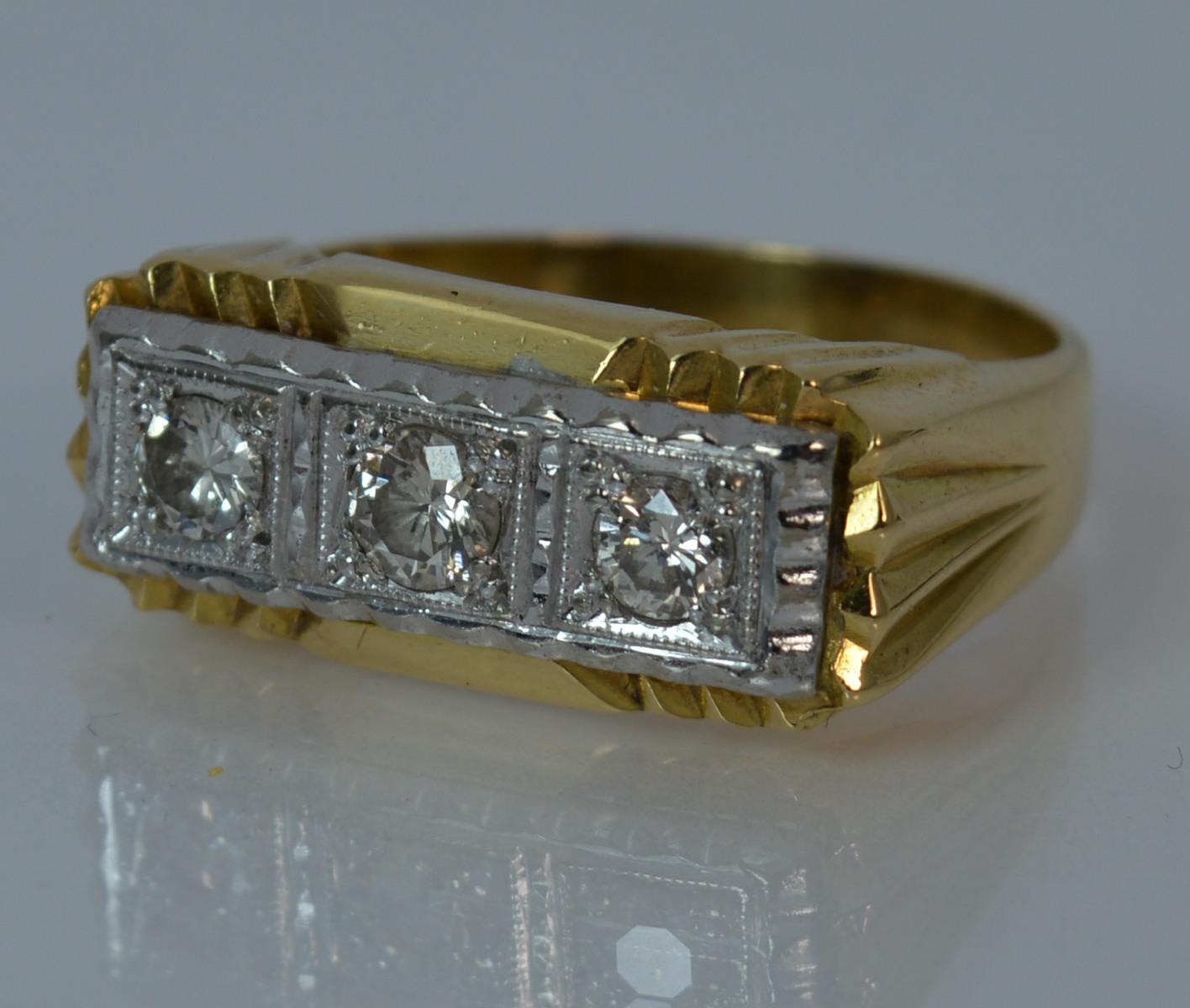 Heavy Solid 18 Carat Gold and Diamond Trilogy Band Ring 2