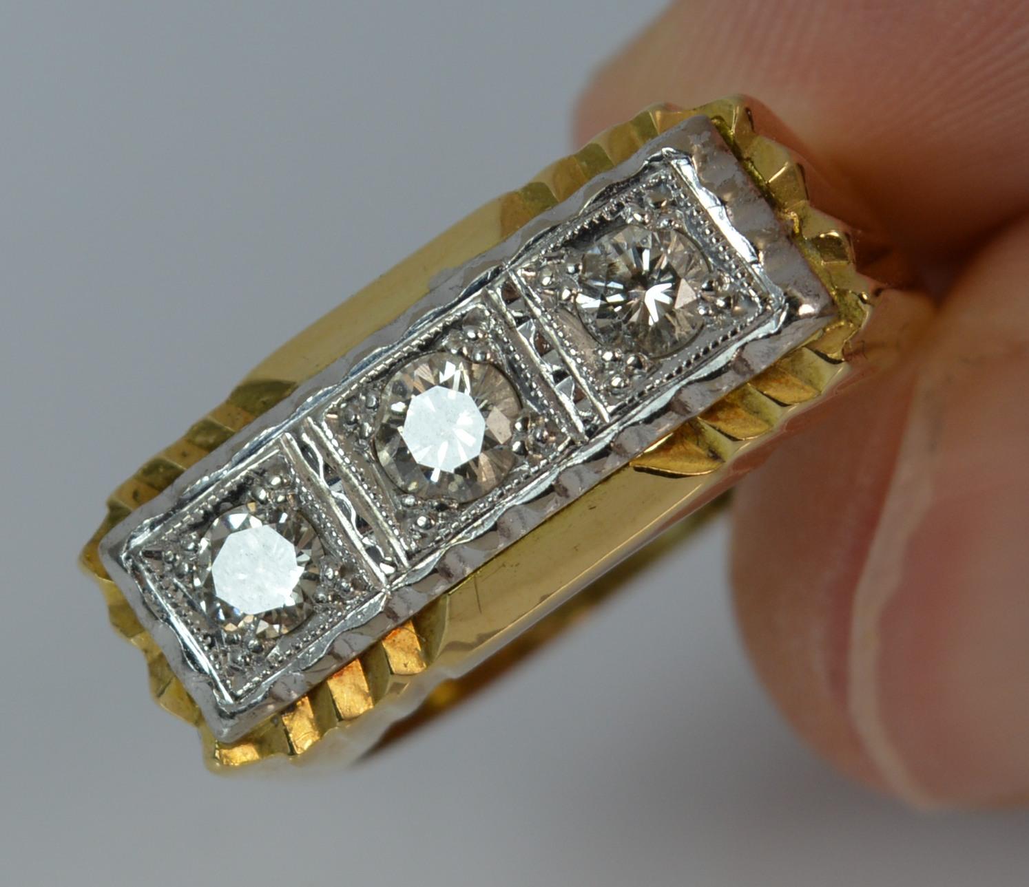 Heavy Solid 18 Carat Gold and Diamond Trilogy Band Ring 3