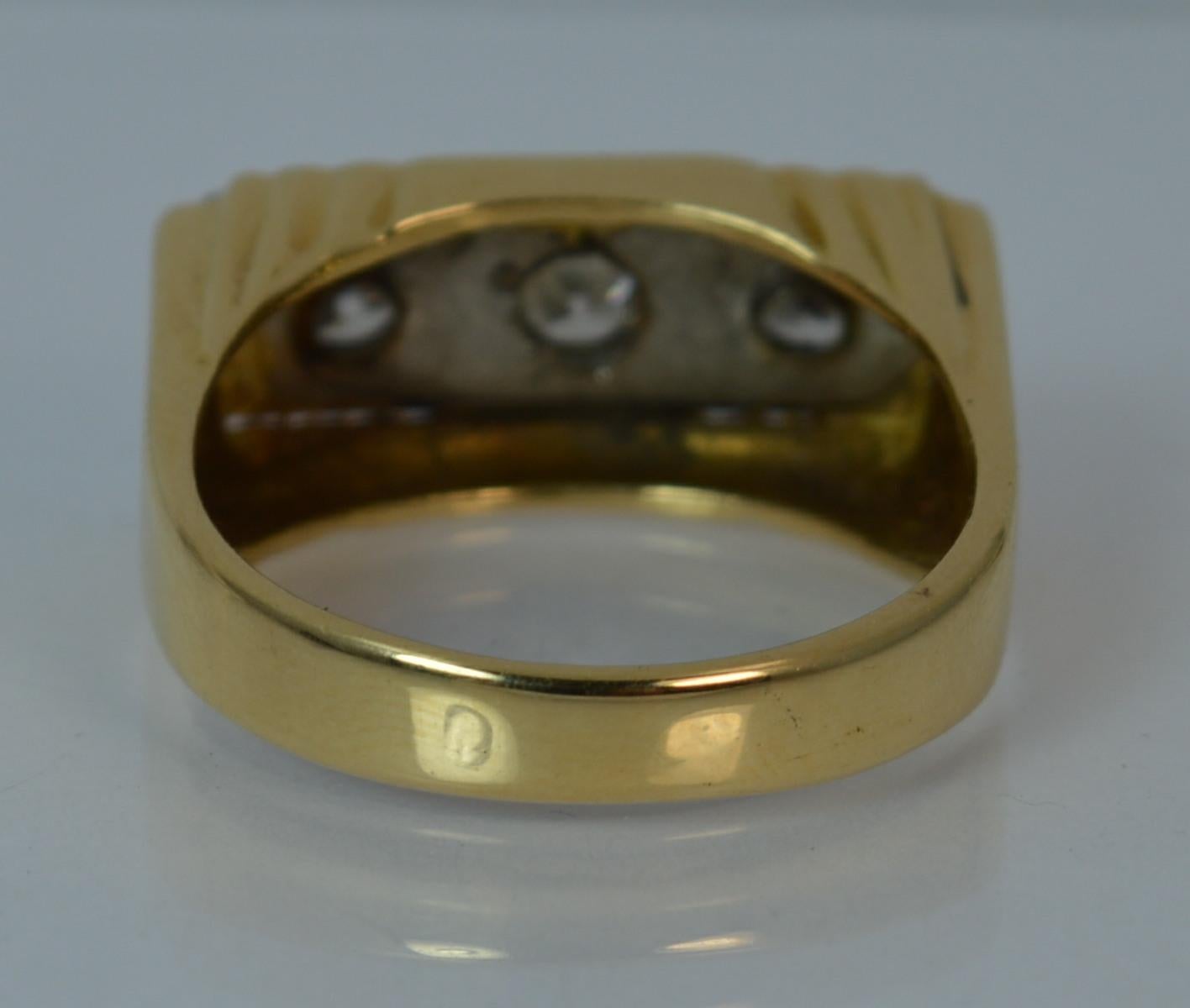 Women's or Men's Heavy Solid 18 Carat Gold and Diamond Trilogy Band Ring