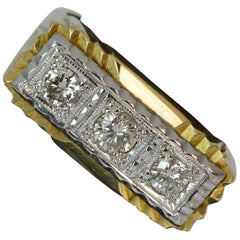Heavy Solid 18 Carat Gold and Diamond Trilogy Band Ring