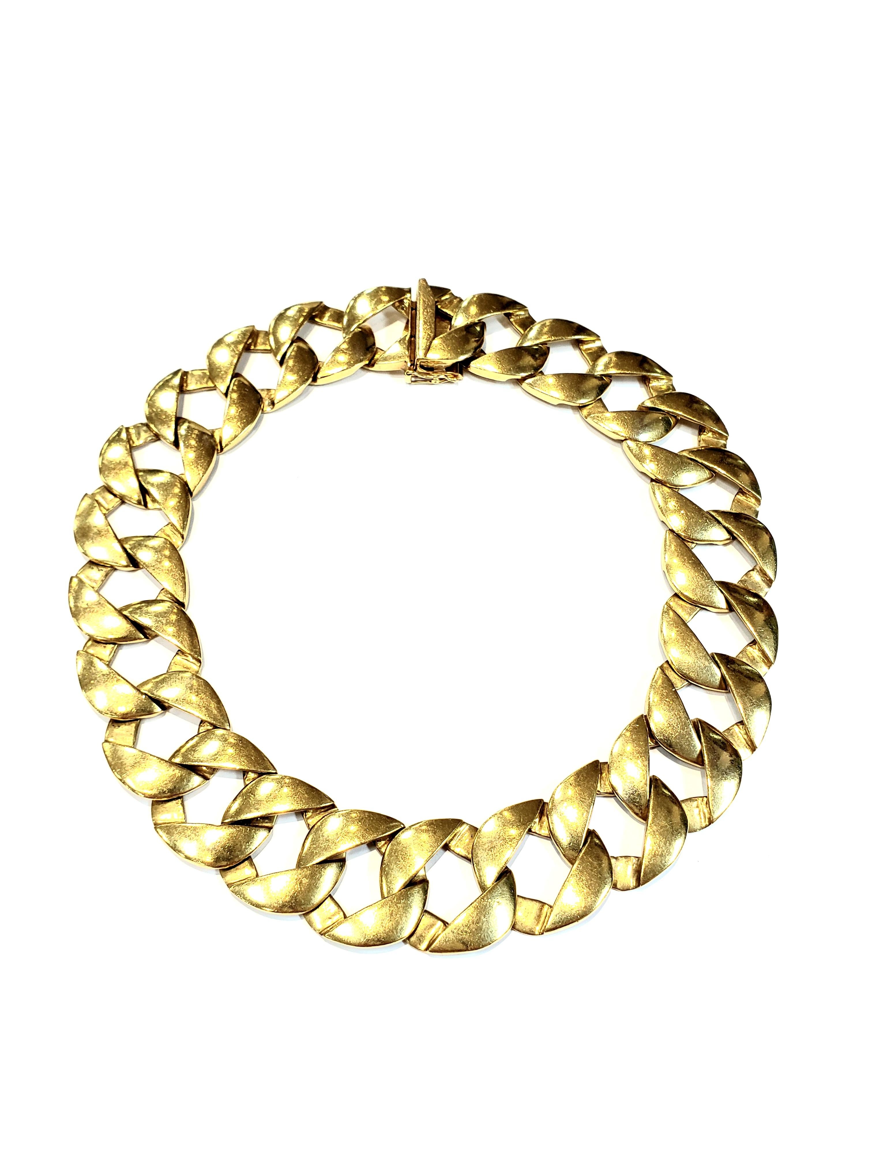 Women's or Men's Heavy Solid 18 Karat Yellow Gold Round Link Necklace For Sale