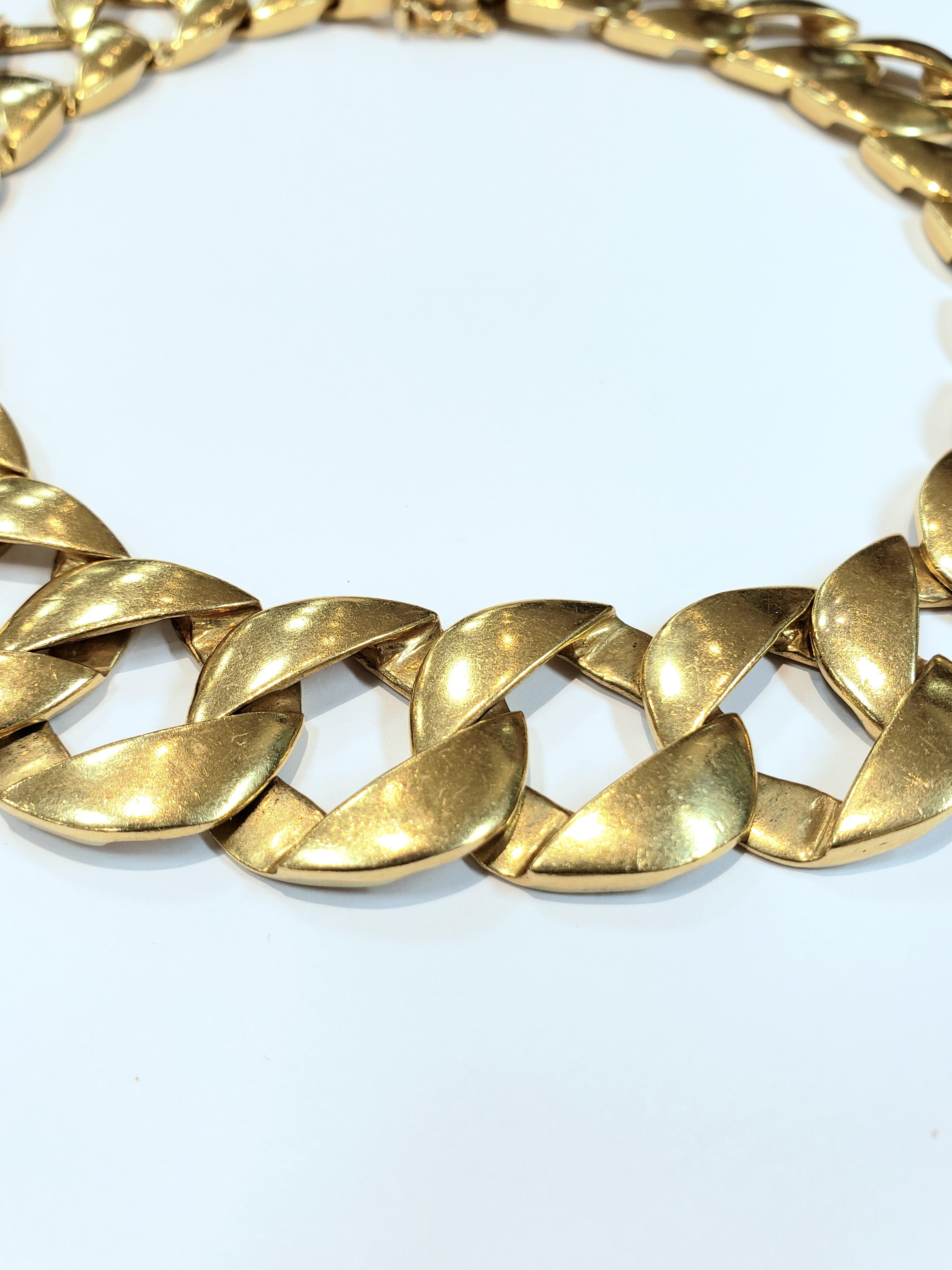 Heavy Solid 18 Karat Yellow Gold Round Link Necklace For Sale 2