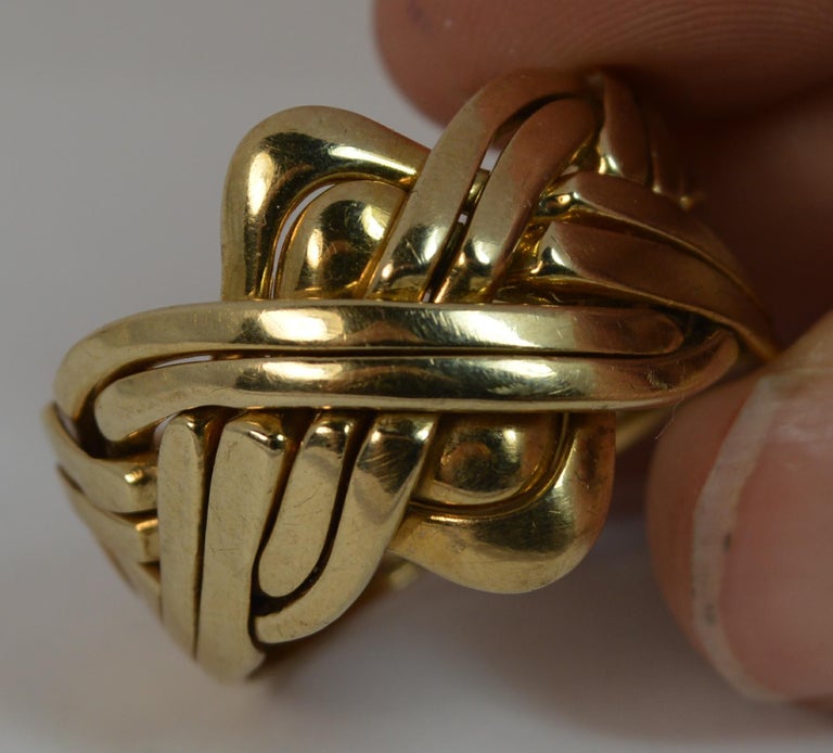 Heavy Solid 9 Carat Yellow Gold 6 Section Puzzle Ring at 1stDibs