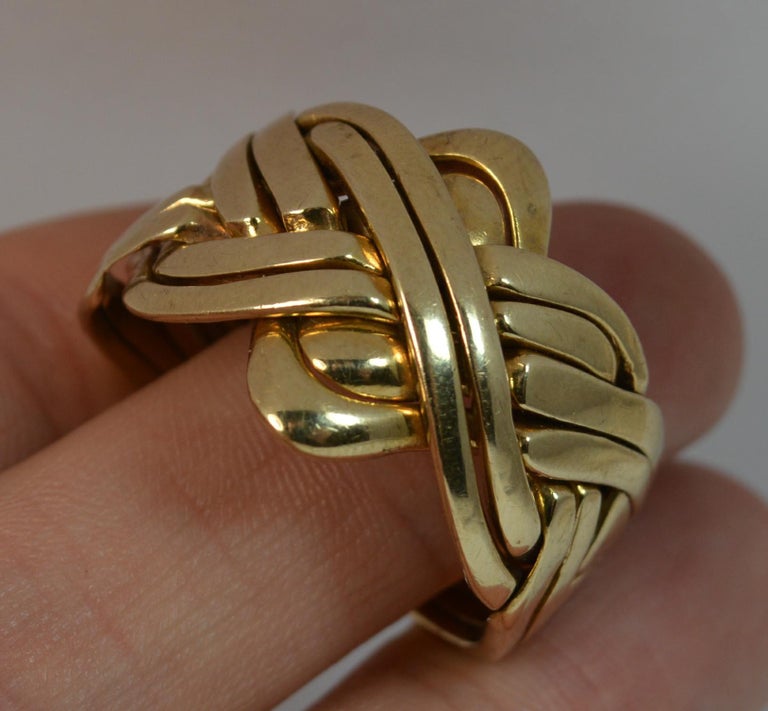 Heavy Solid 9 Carat Yellow Gold 6 Section Puzzle Ring at 1stDibs