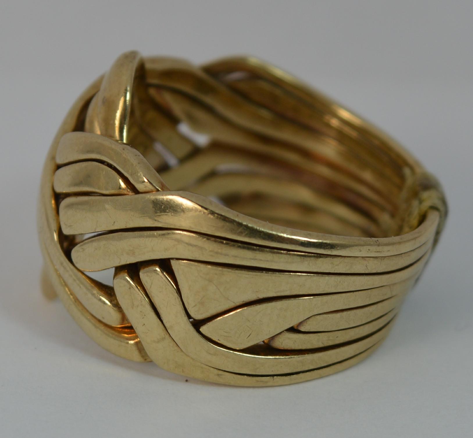 Contemporary Heavy Solid 9 Carat Yellow Gold 6 Section Puzzle Ring
