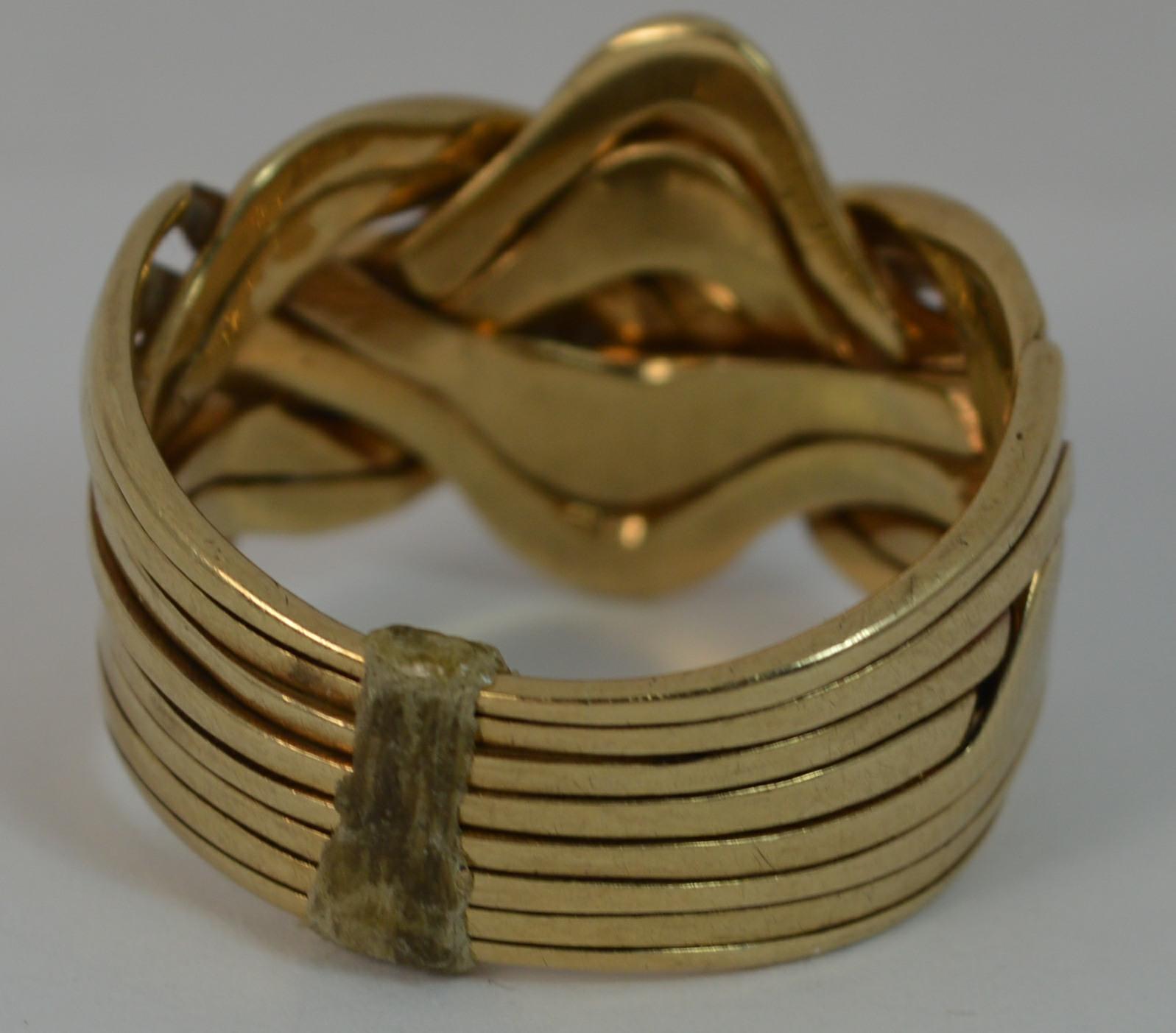 Heavy Solid 9 Carat Yellow Gold 6 Section Puzzle Ring In Good Condition In St Helens, GB