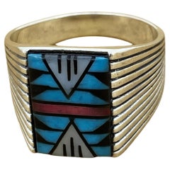 Anello da uomo pesante e solido in argento 925 con smalto (blu, rosso, nero, bianco)