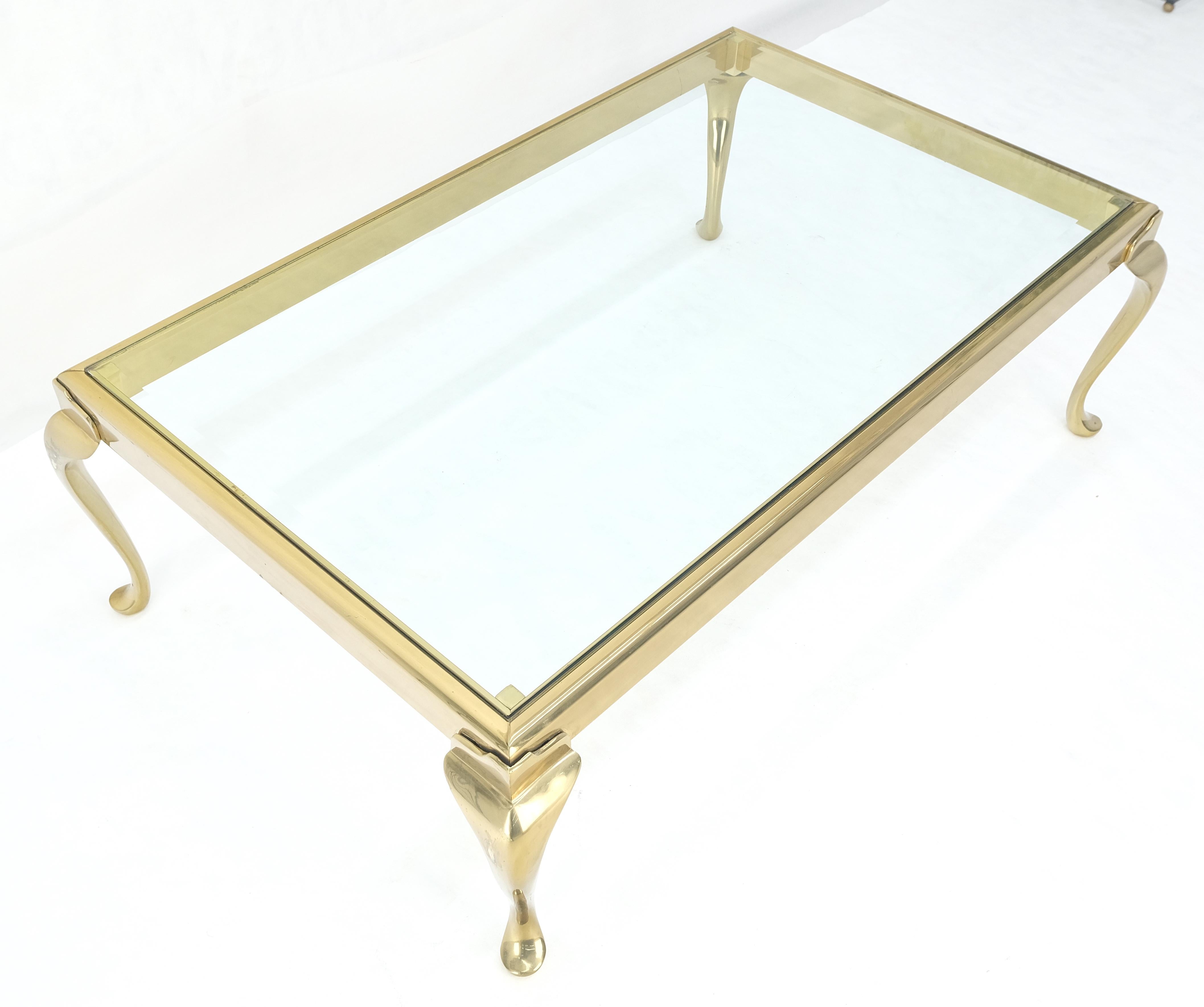 Table basse rectangulaire en laiton massif biseauté 30x48 Queen Ann MINT ! en vente 4