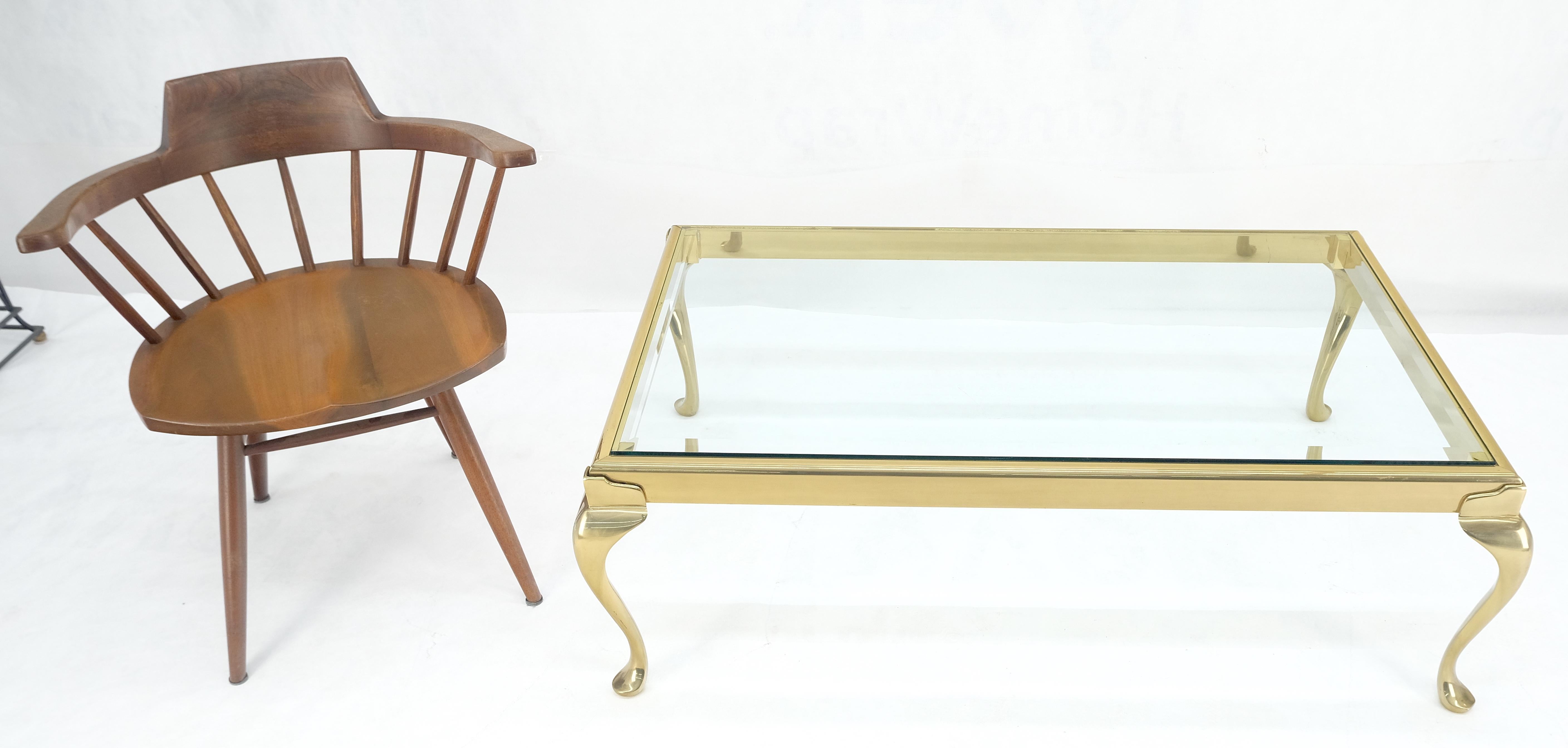Table basse rectangulaire en laiton massif biseauté 30x48 Queen Ann MINT ! en vente 6