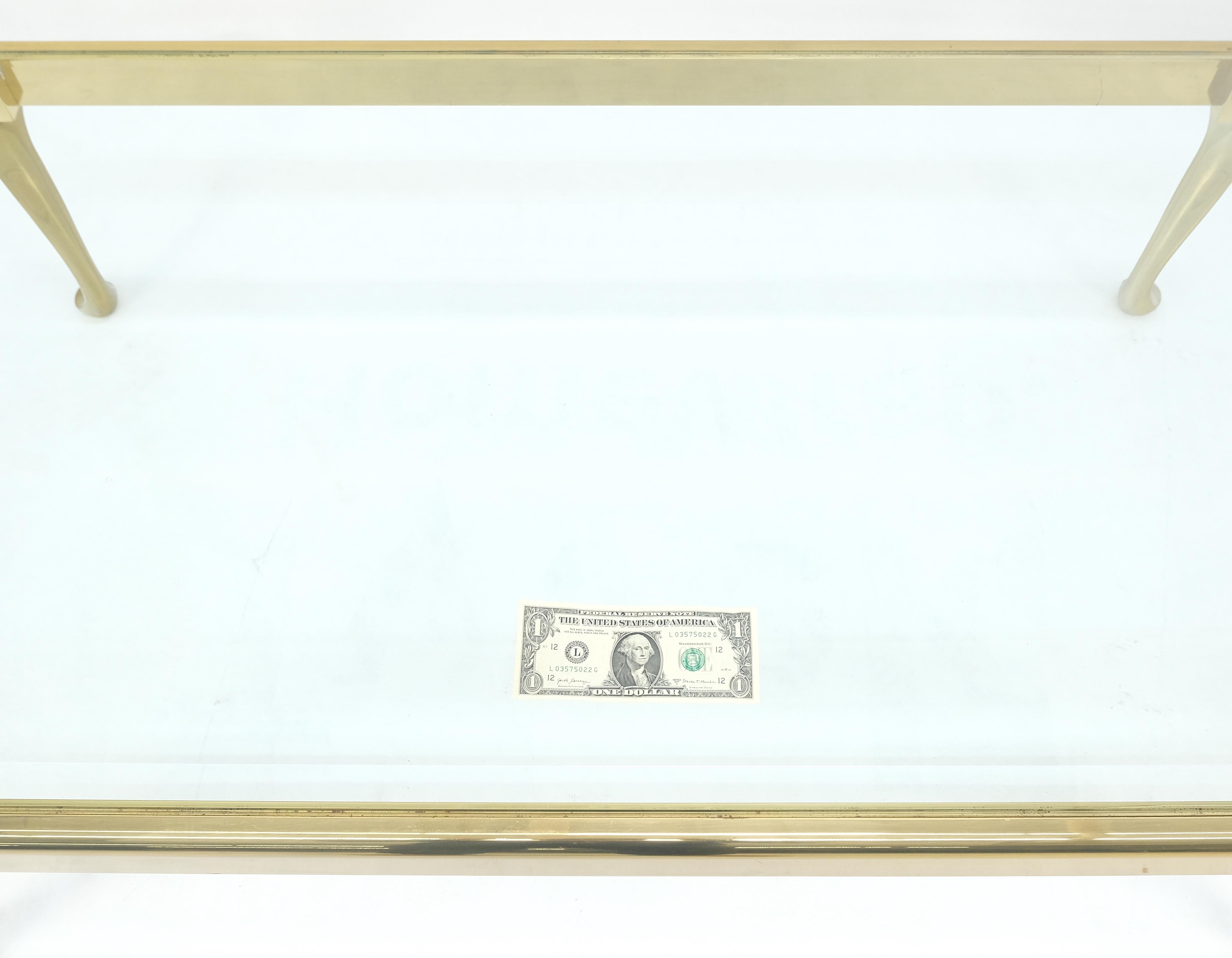 20ième siècle Table basse rectangulaire en laiton massif biseauté 30x48 Queen Ann MINT ! en vente