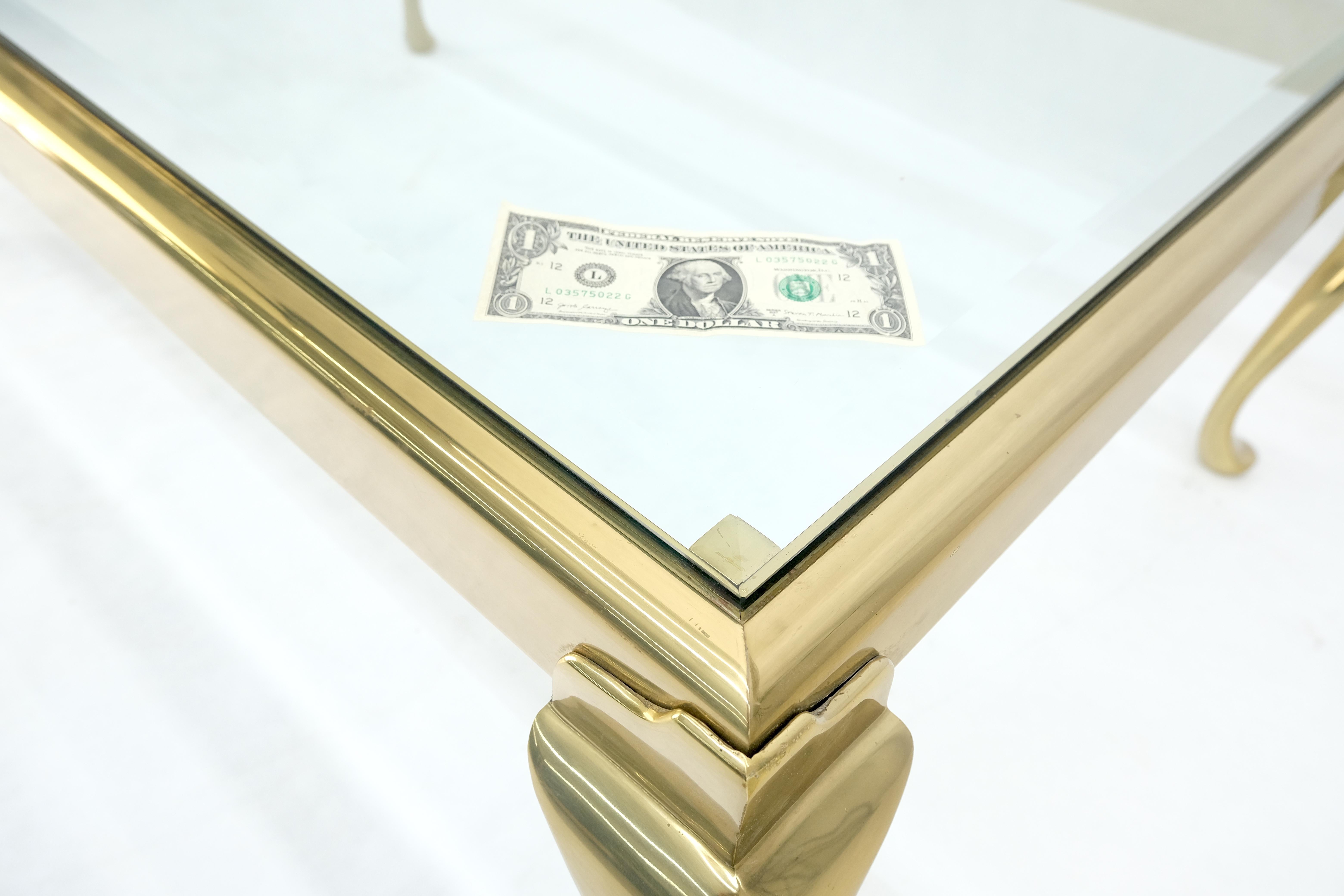 Laiton Table basse rectangulaire en laiton massif biseauté 30x48 Queen Ann MINT ! en vente