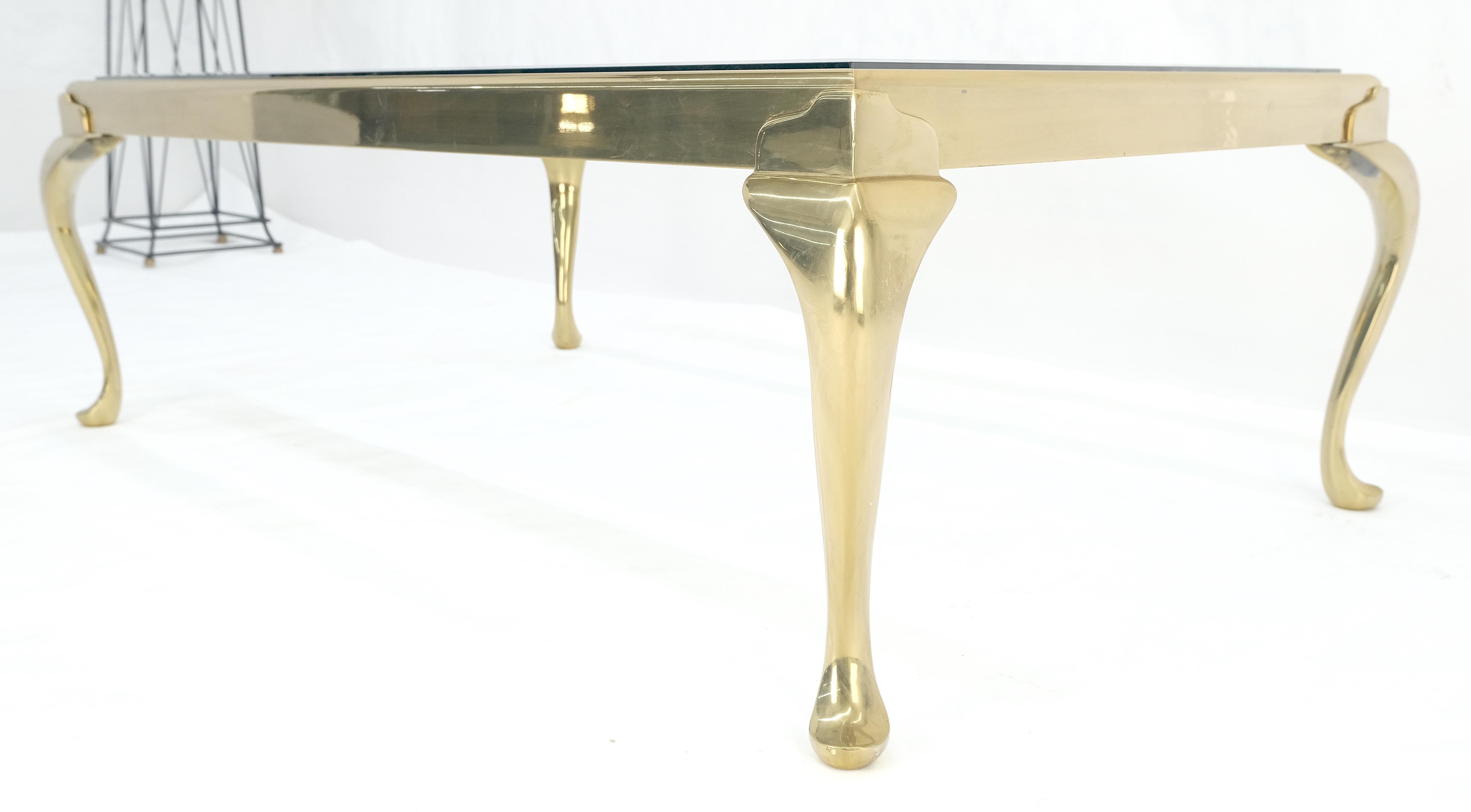 Table basse rectangulaire en laiton massif biseauté 30x48 Queen Ann MINT ! en vente 2