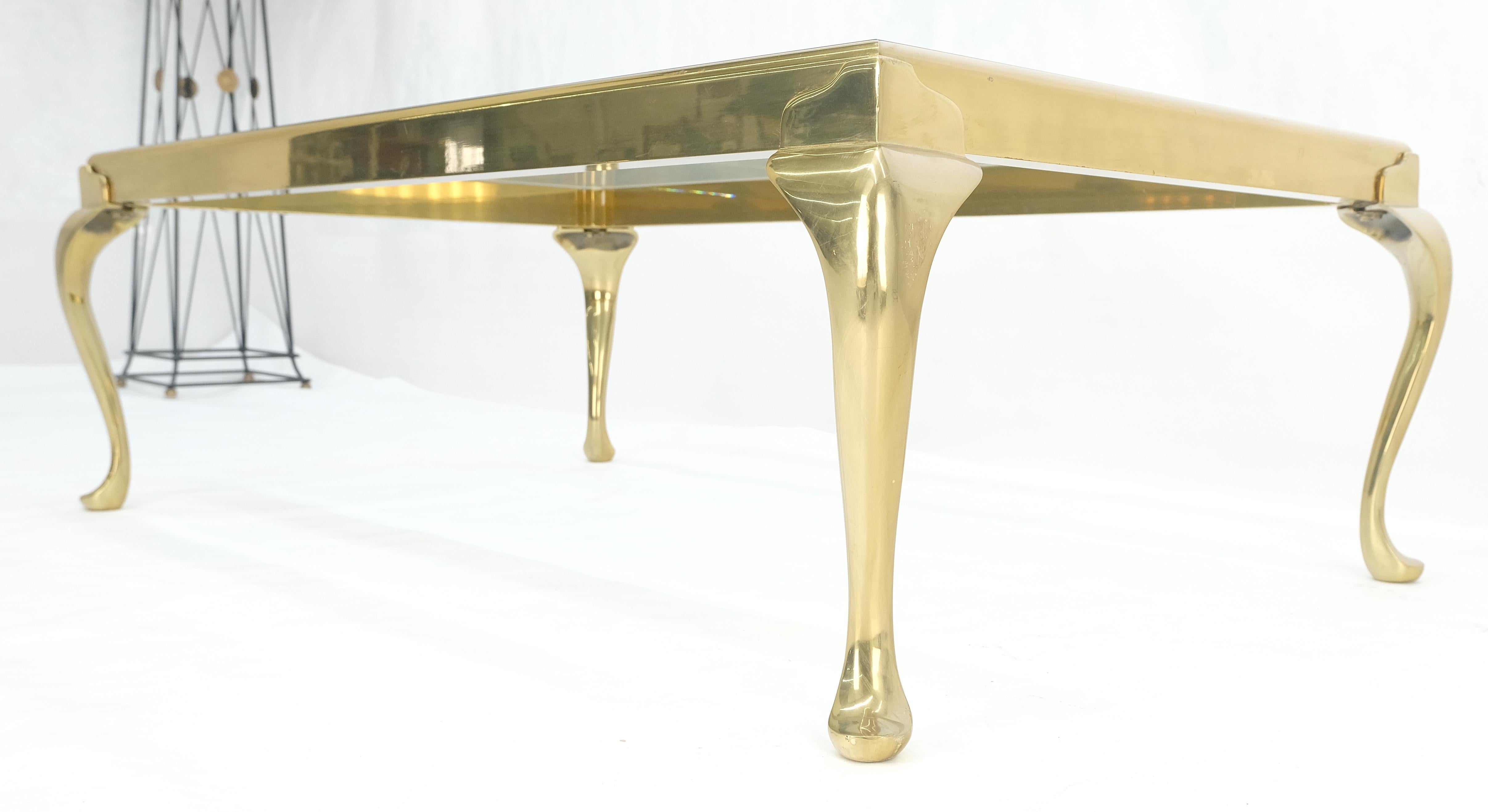 Table basse rectangulaire en laiton massif biseauté 30x48 Queen Ann MINT ! en vente 3