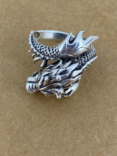 Heavy & Solid Dragon Shaped 925 Sterling Silver Mens’ Ring