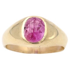 Heavy solid gold ruby cabochon band ring in 18k, Retro ruby ring, man ring