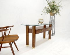 Gambe cilindriche in legno massiccio di Oak con punte in ottone Due cassetti Tavolo Consolle MINT