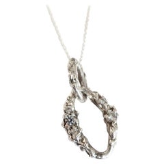 Heavy Solid Sterling and Diamond Necklace with Gold Chain