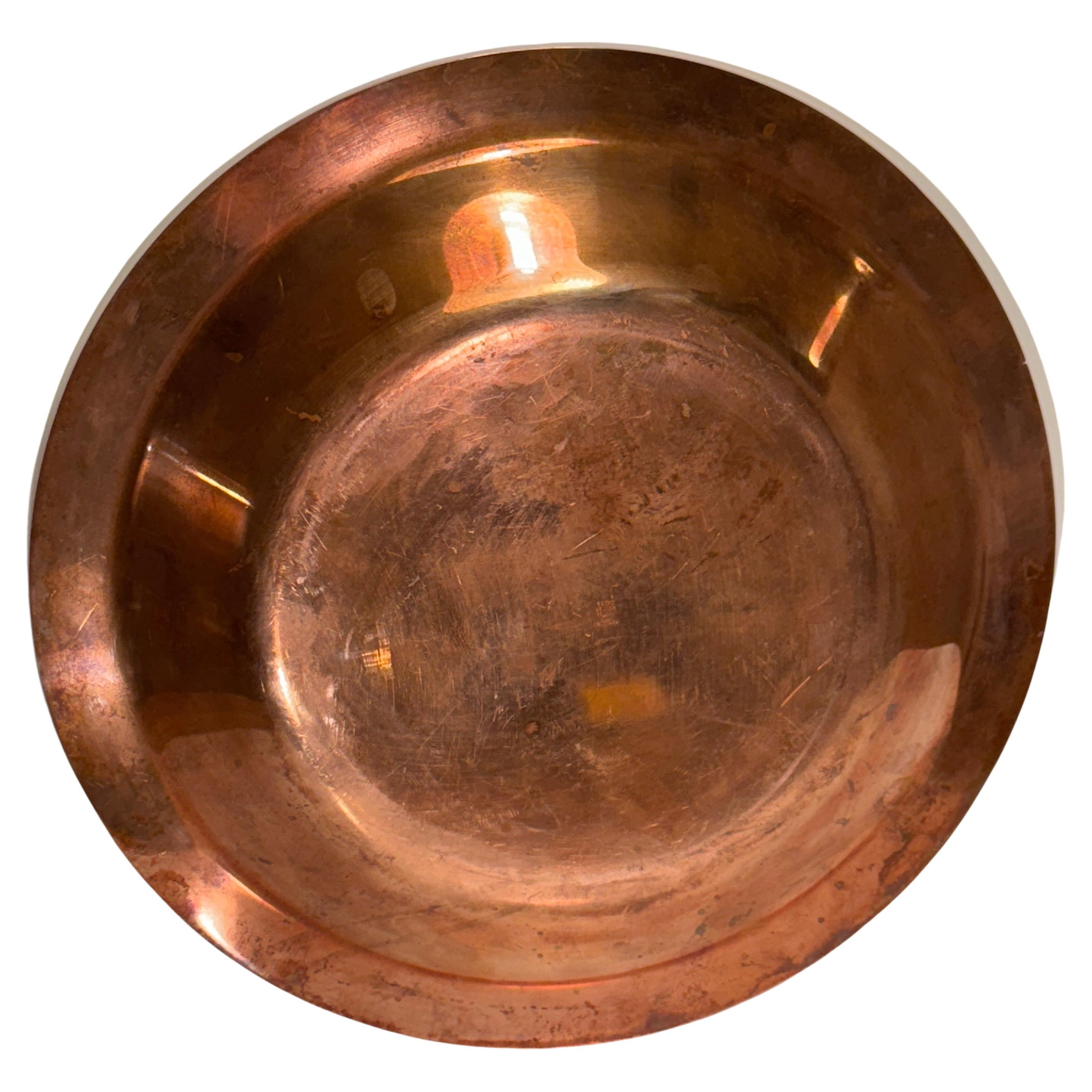 Heavy Solid Thick Silver Plated And Copper Open Bowl by Georg Jensen In Good Condition For Sale In Haddonfield, NJ