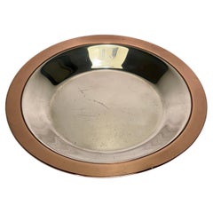 Heavy Solid Thick Silver Plated And Copper Open Bowl by Georg Jensen