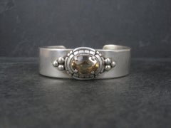 Heavy Southwestern Sterling Citrine Cuff Bracelet 6.5 Inches