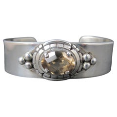 Schweres Südwest-Sterling Citrin-Manschettenarmband 6,5 Zoll
