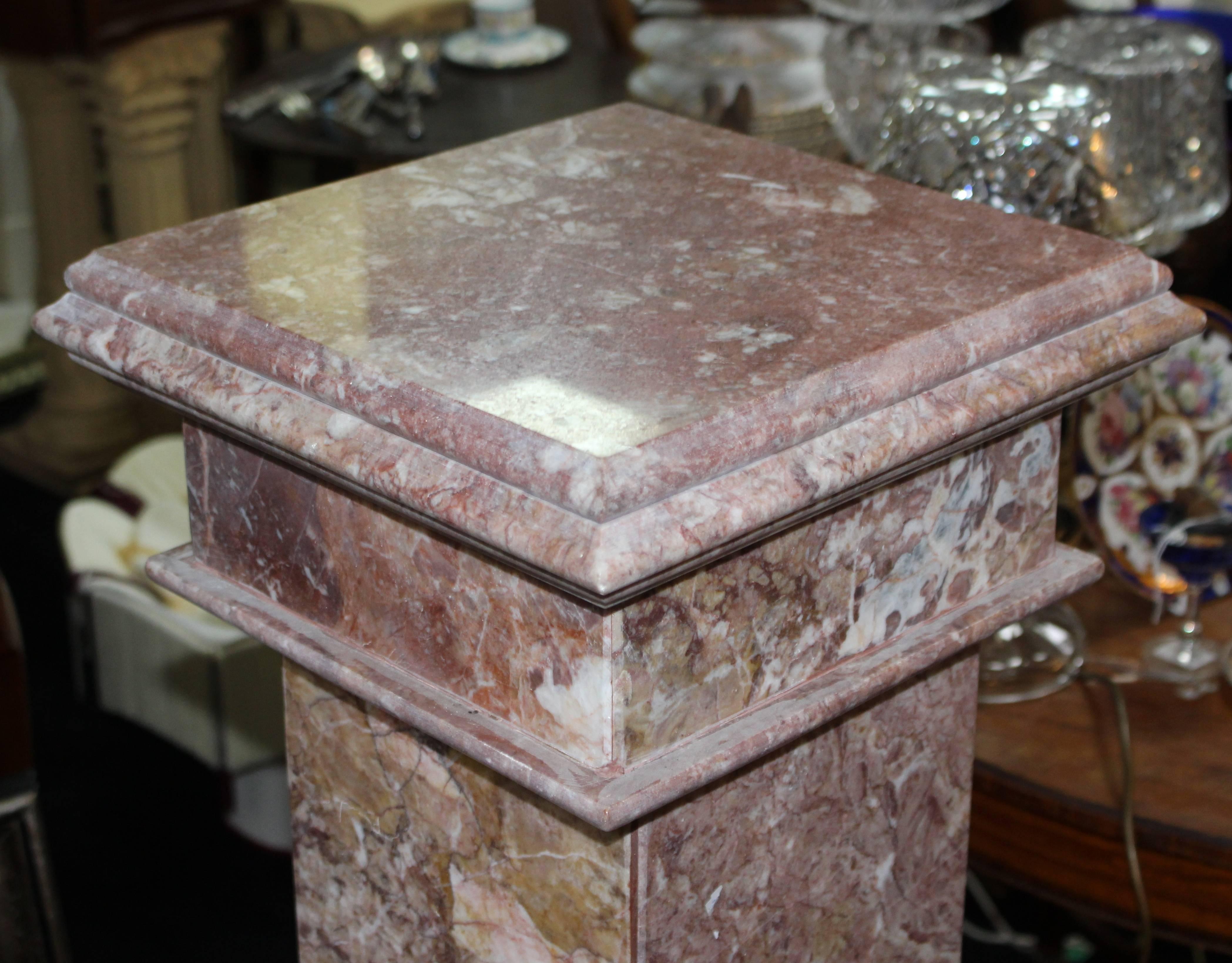 Period: 
Mid-late 20th century

Composition: 
Marble

Condition: 
Very good condition commensurate with age, small nibble to marble near base.




Heavy rouge marble pedestal

Splits into three; top, column and base.



 