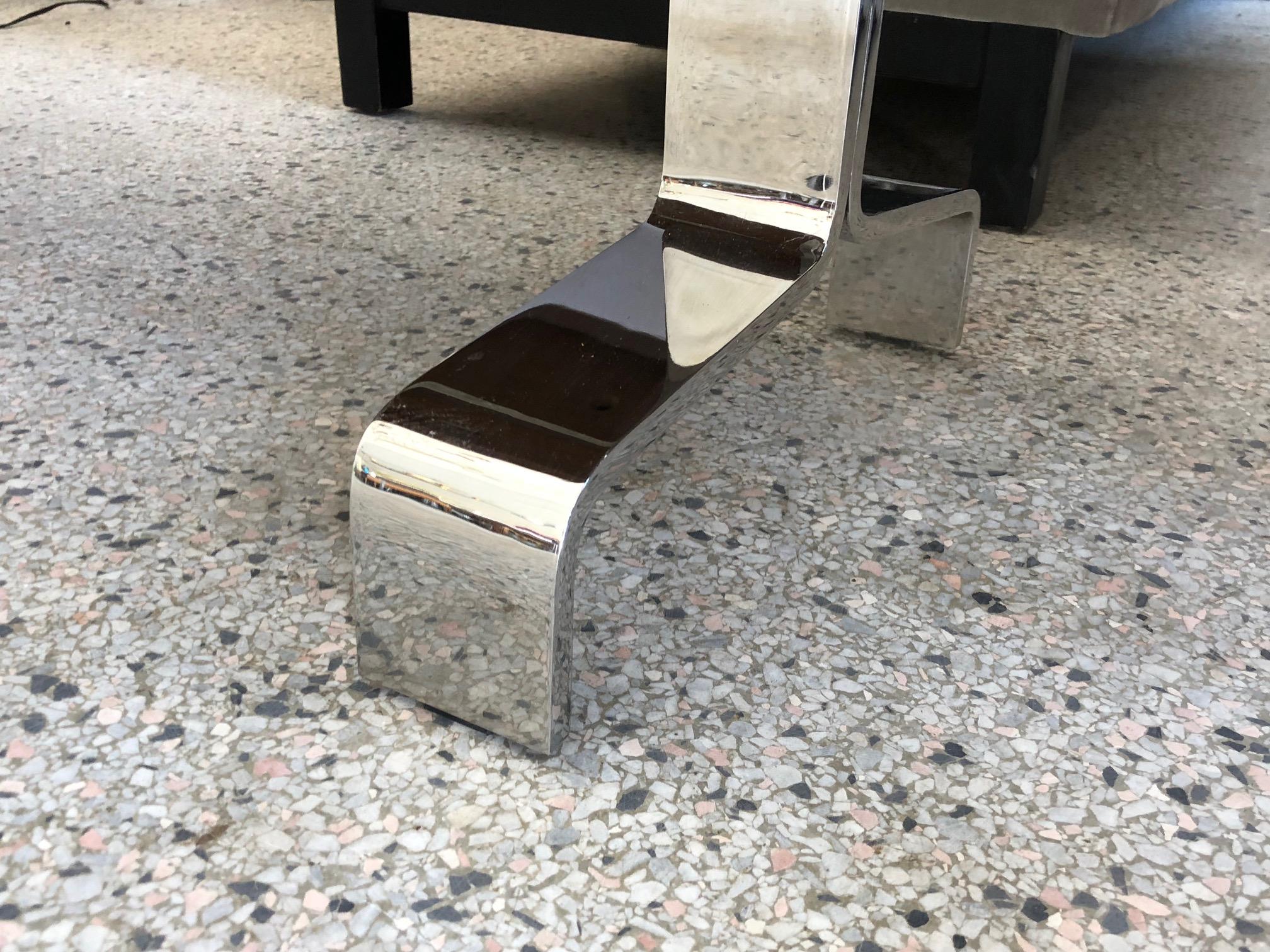 Modern Heavy Stainless Steel Bench by Decca For Sale