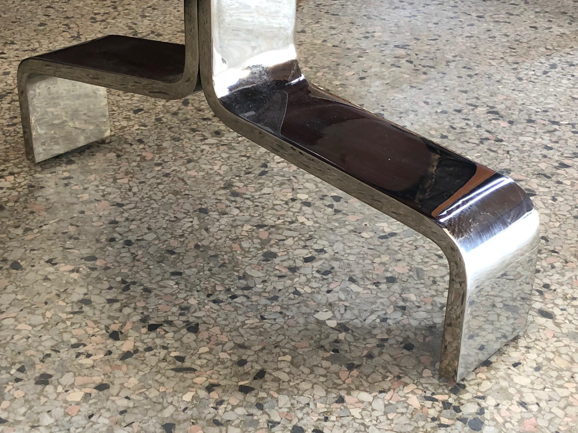 Heavy Stainless Steel Bench by Decca In Good Condition For Sale In St.Petersburg, FL