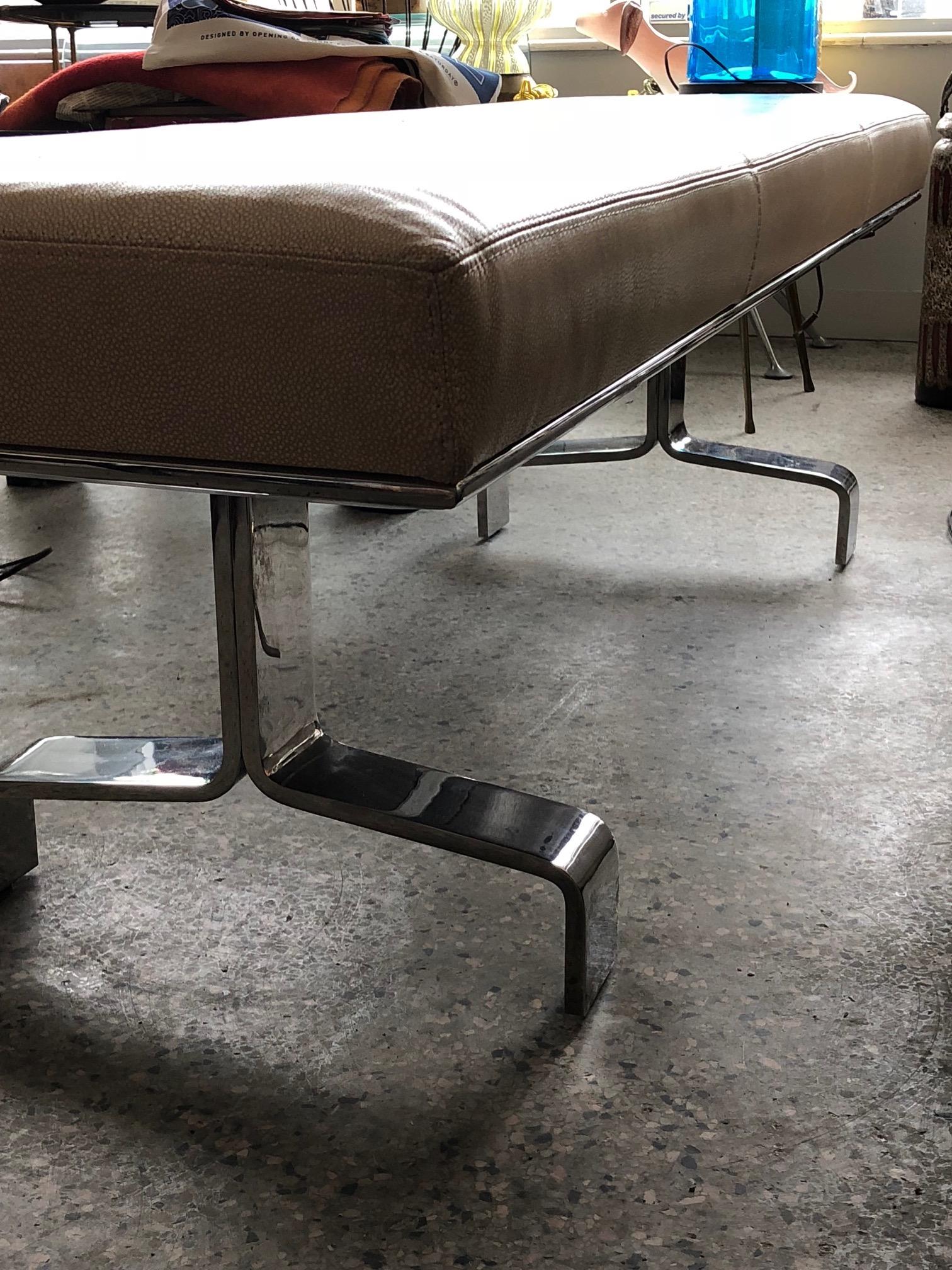 Contemporary Heavy Stainless Steel Bench by Decca For Sale