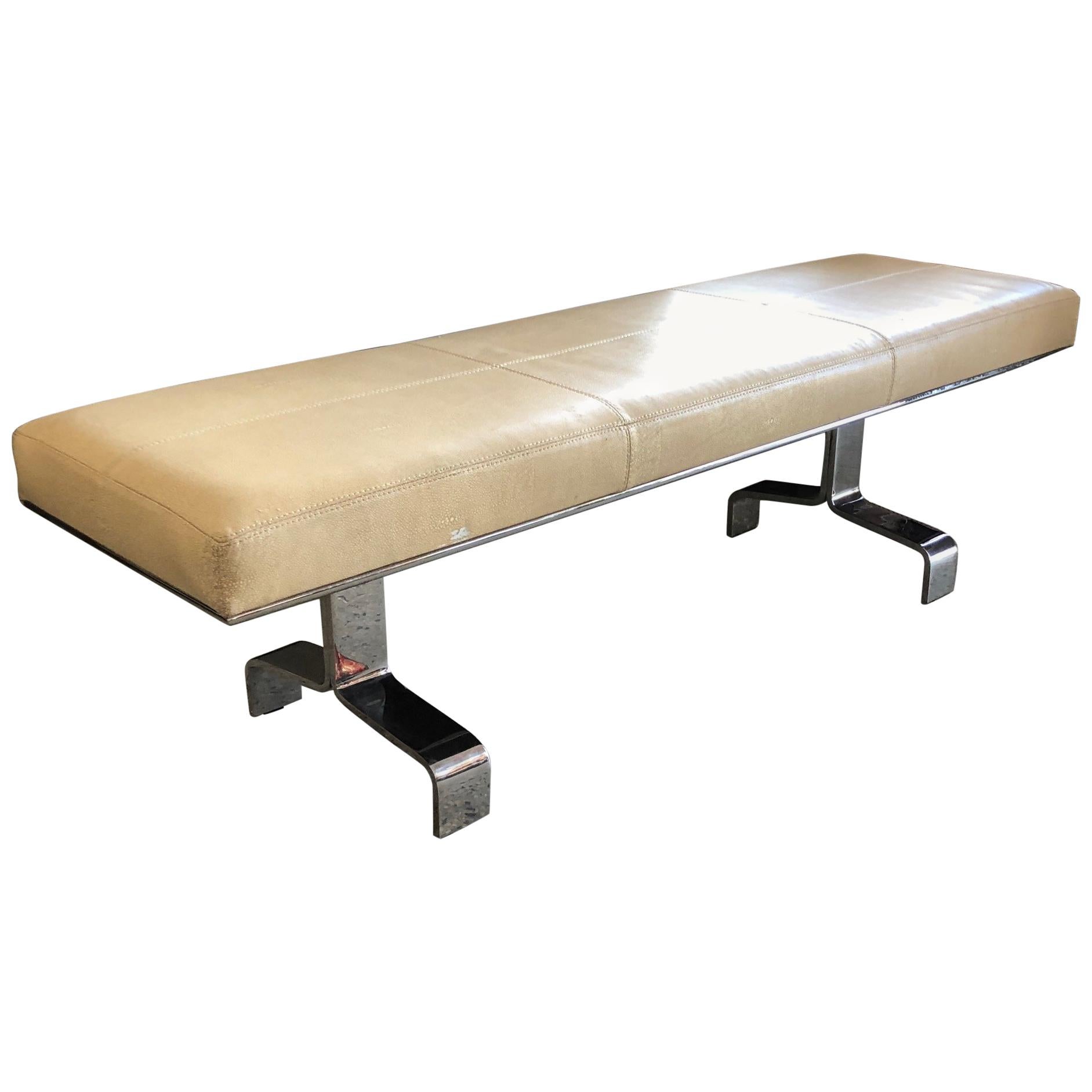 Heavy Stainless Steel Bench by Decca For Sale