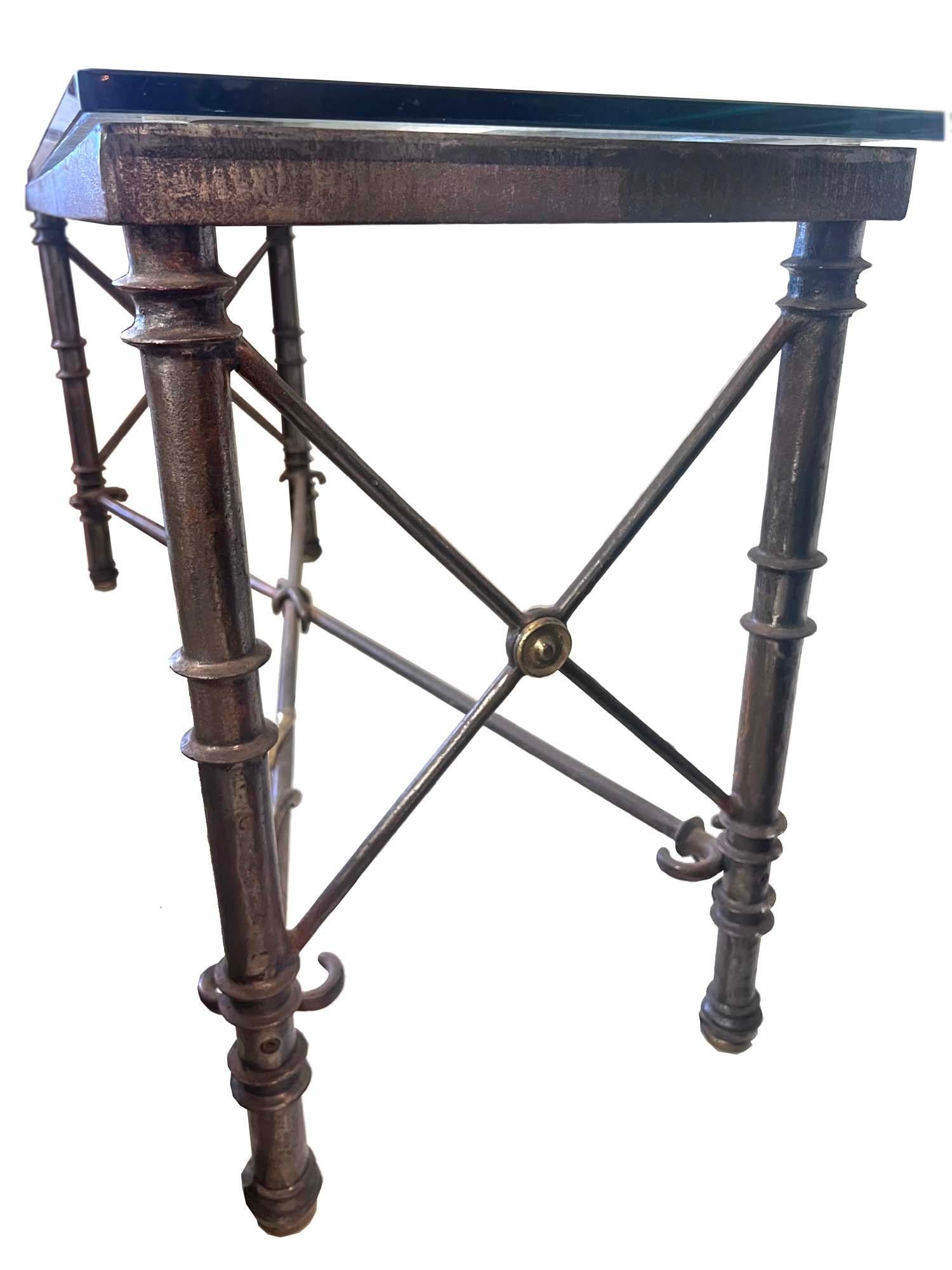 Belgian Heavy Steel Console Sofa Table For Sale
