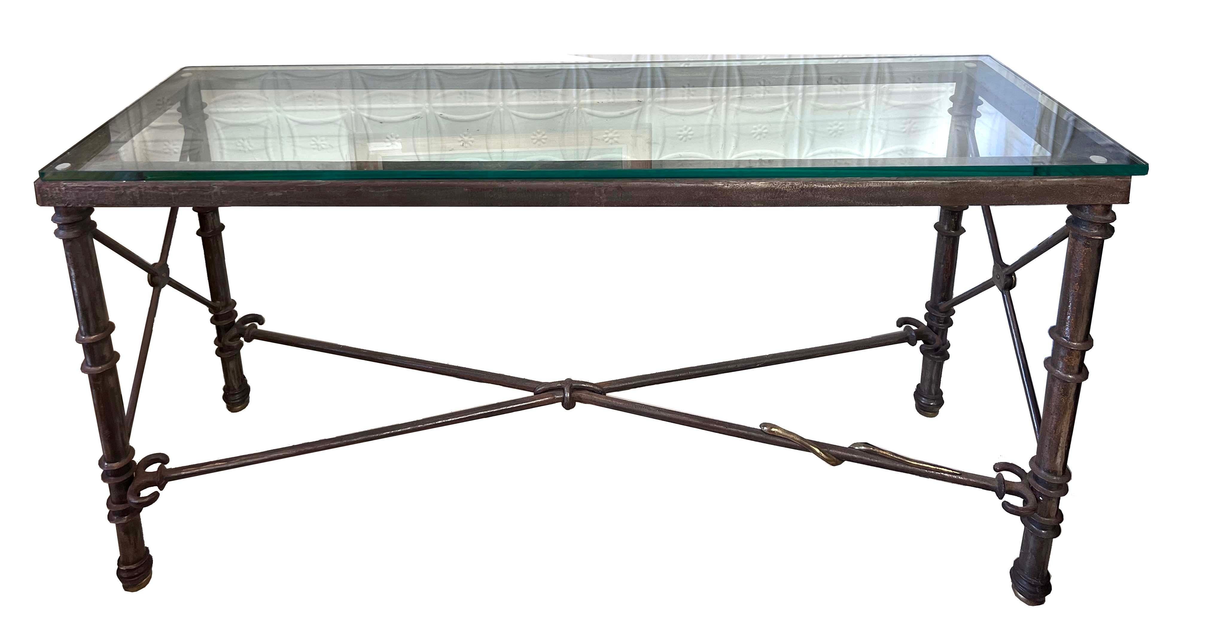 Heavy Steel Console Sofa Table In Good Condition For Sale In Sag Harbor, NY