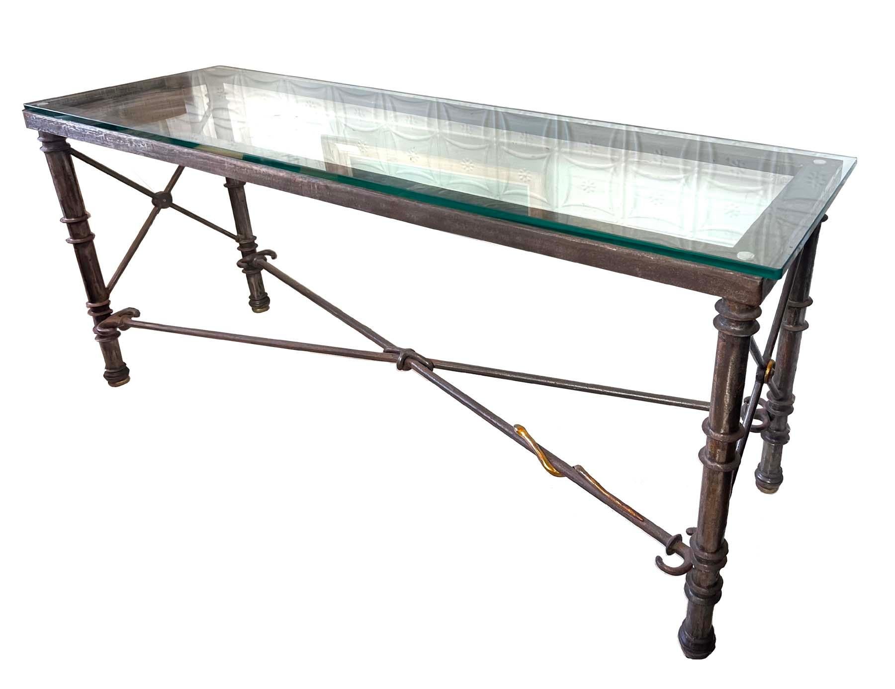 20th Century Heavy Steel Console Sofa Table For Sale