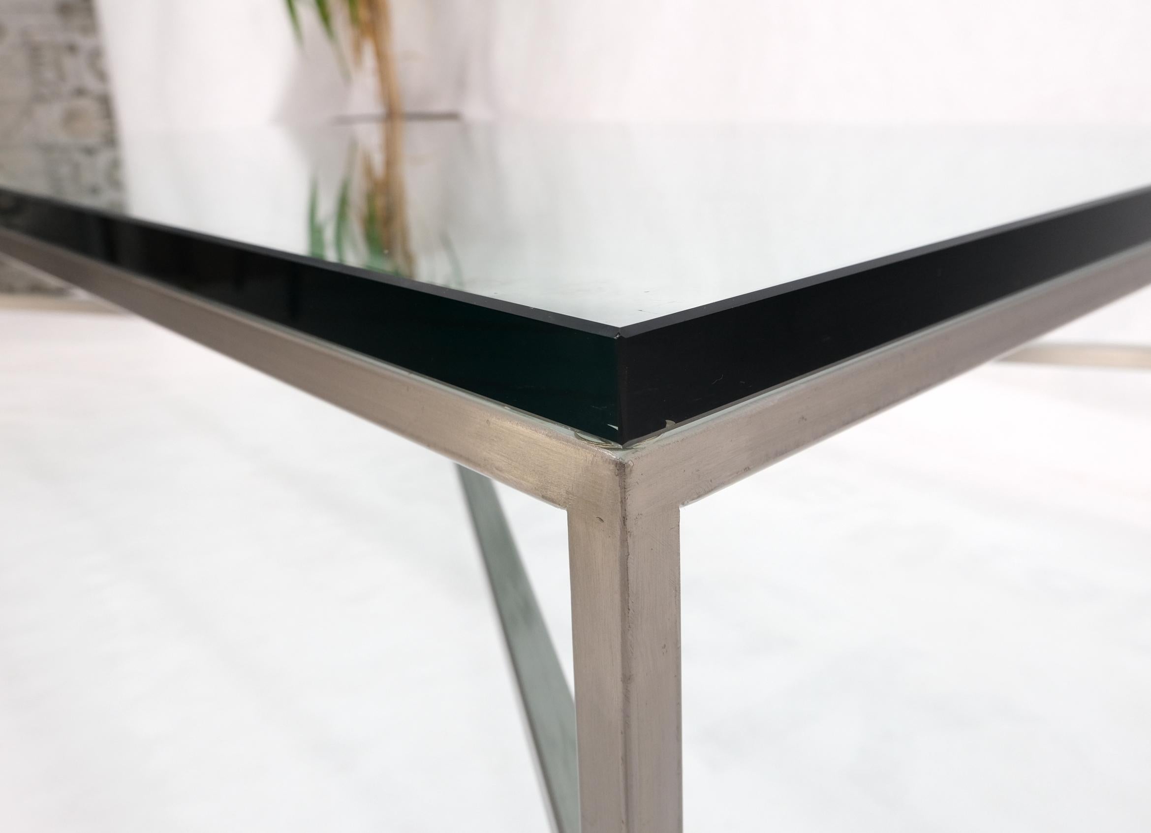Heavy Steel Forged Square Bare X Base Thick Glass Top Rectangle Coffee Table For Sale 5