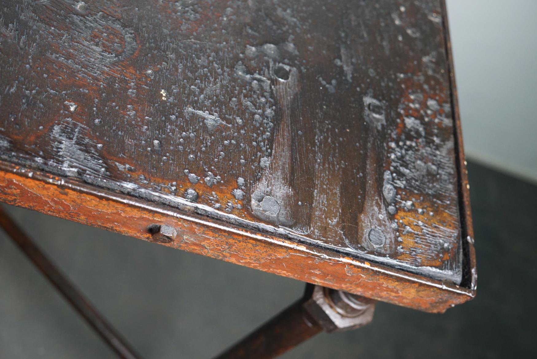 Heavy Steel Industrial Workshop Table, 1950s 3