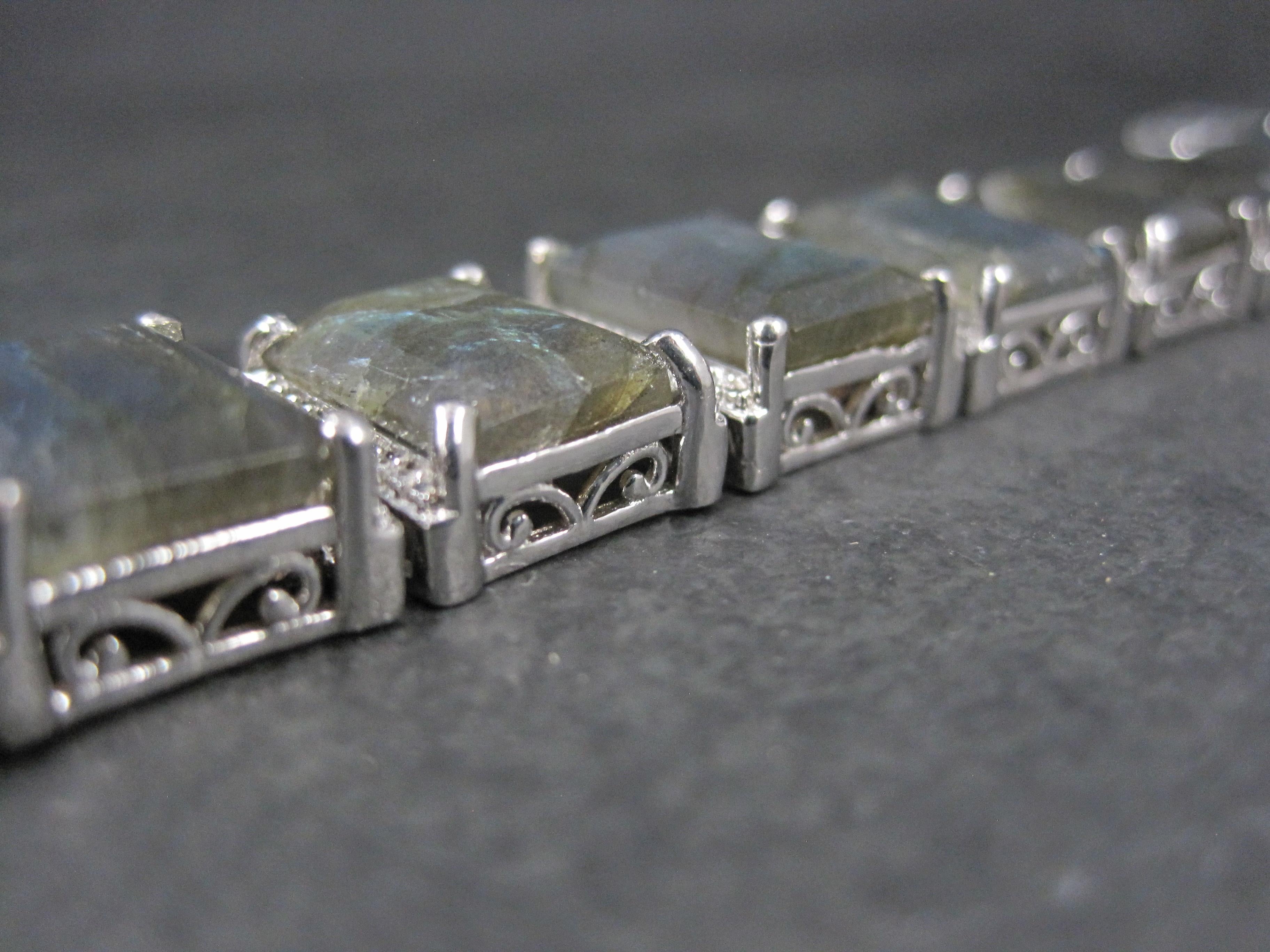  Bracelet de tennis en Labradorite en argent lourd 7.5 Inches Pour femmes 