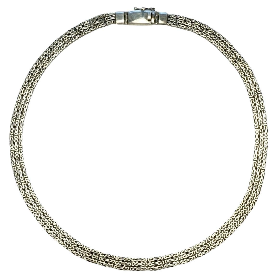 Heavy Sterling Silver Triple Mesh Link Necklace