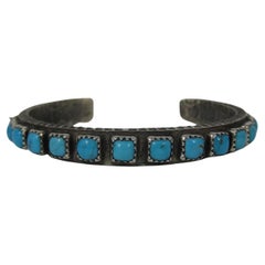 Heavy Sterling Turquoise Cuff Bracelet