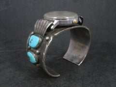 Heavy Sterling Turquoise Watch Cuff Bracelet