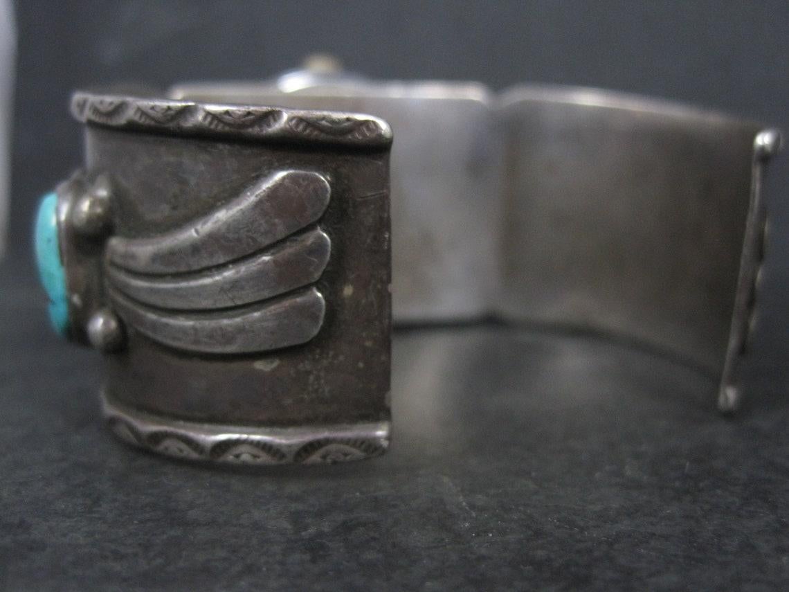 Heavy Sterling Turquoise Watch Cuff Bracelet 1