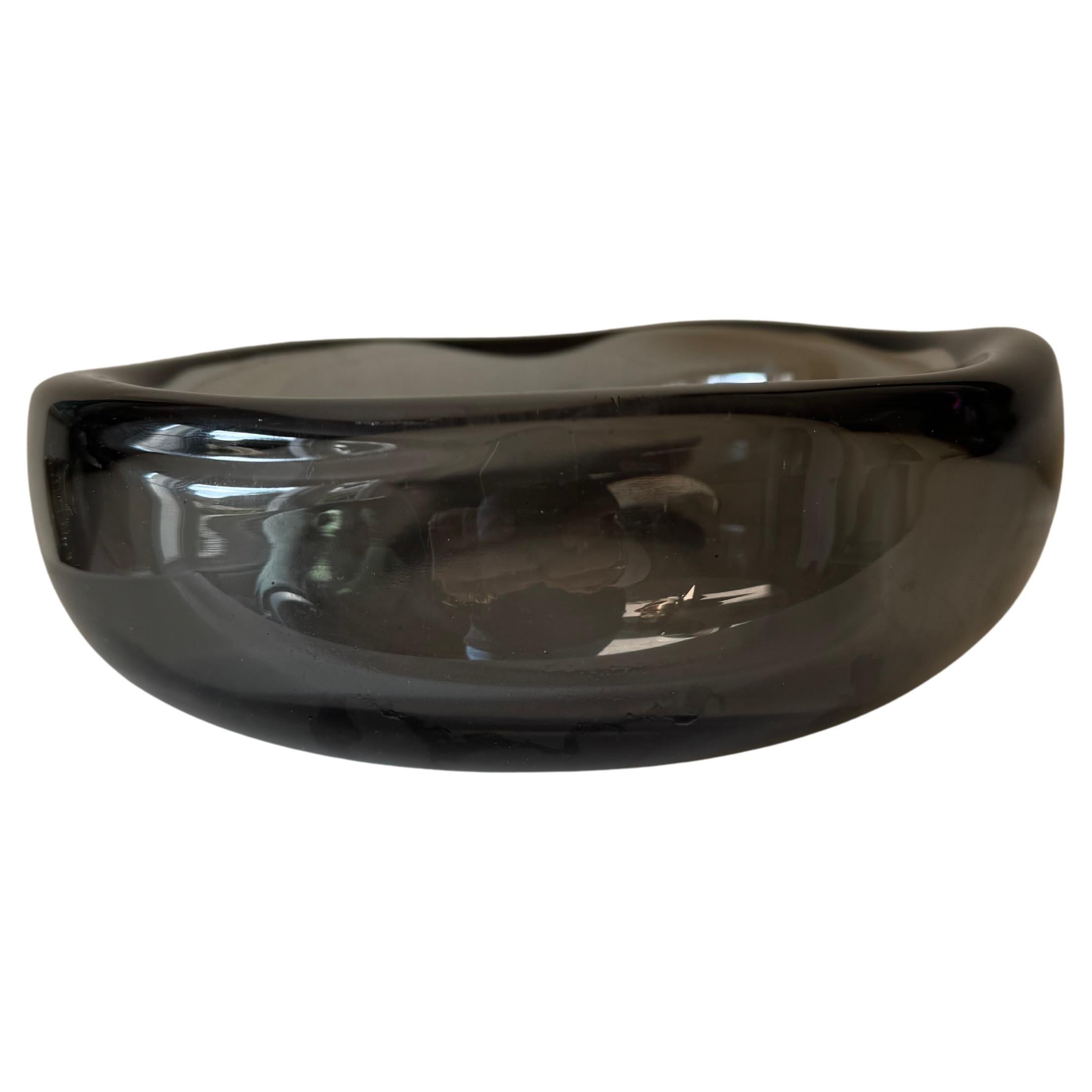 Mid-Century Modern Heavy Blown Glass Vide Poche by Elis Bergh, 1960 For Sale