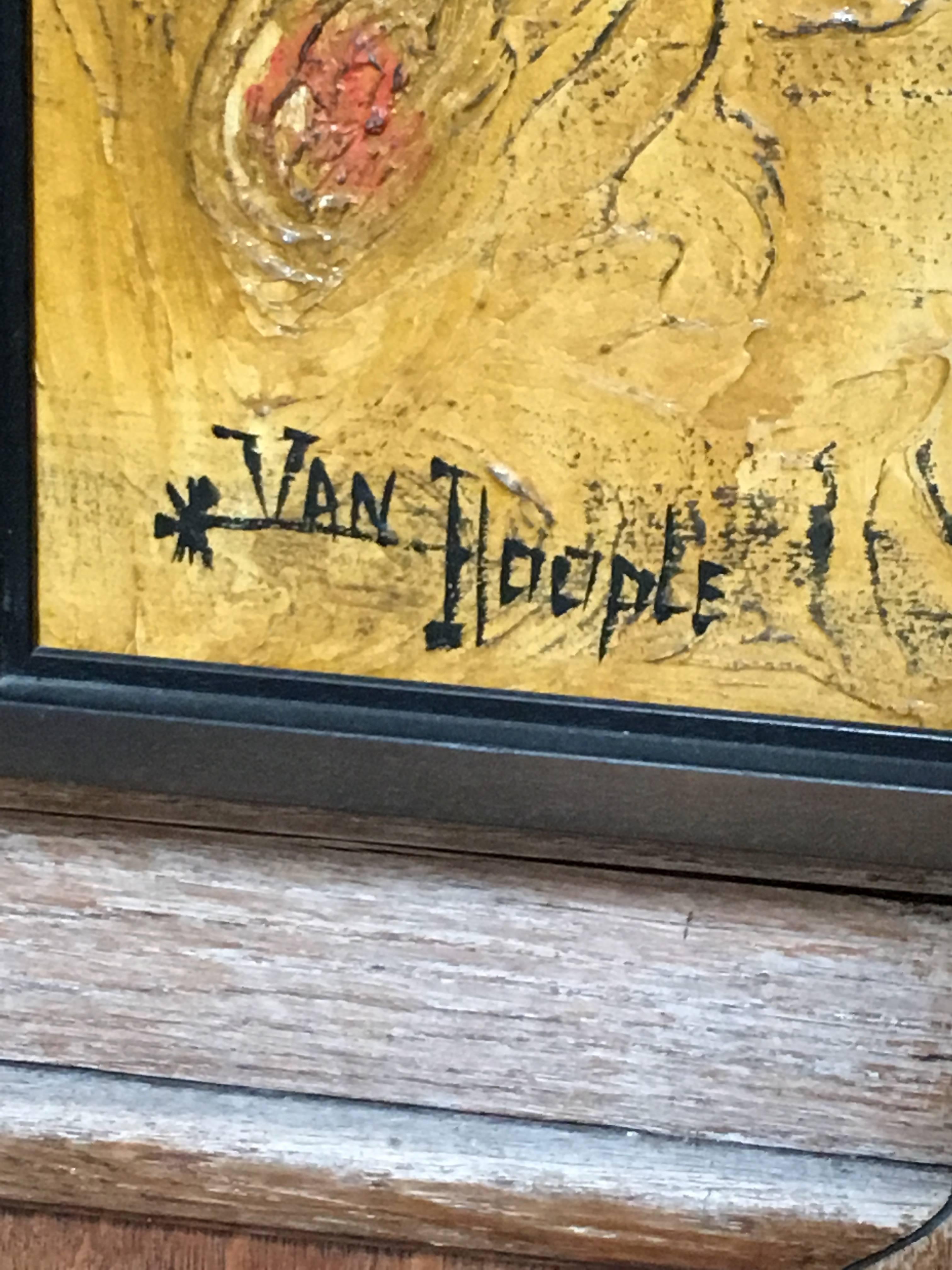 Américain Peinture abstraite fortement texturée de Van Hoople