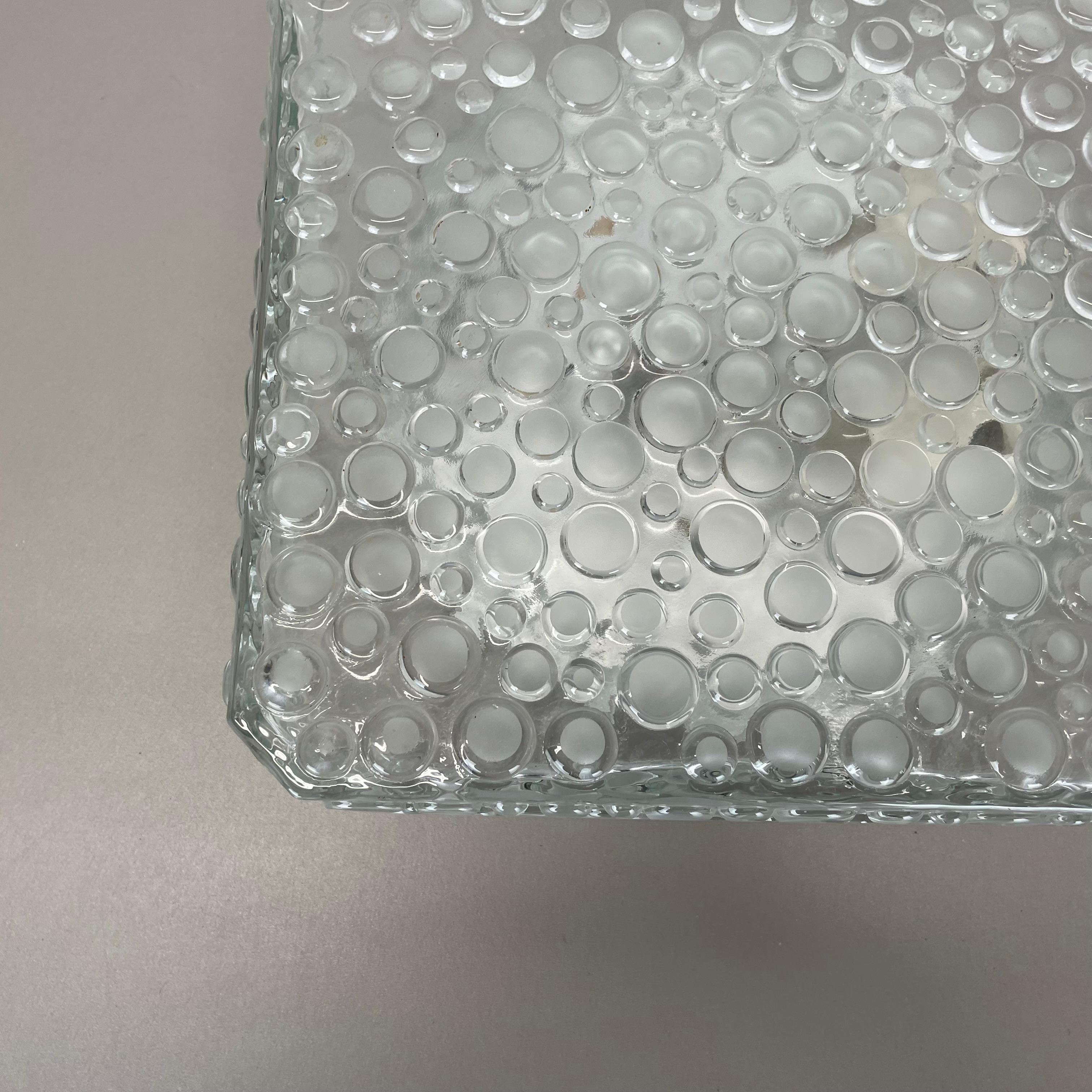 heavy textured BUBBLE Glass Wall Light Flushmount Hustadt Lights, Germany, 1970s For Sale 4