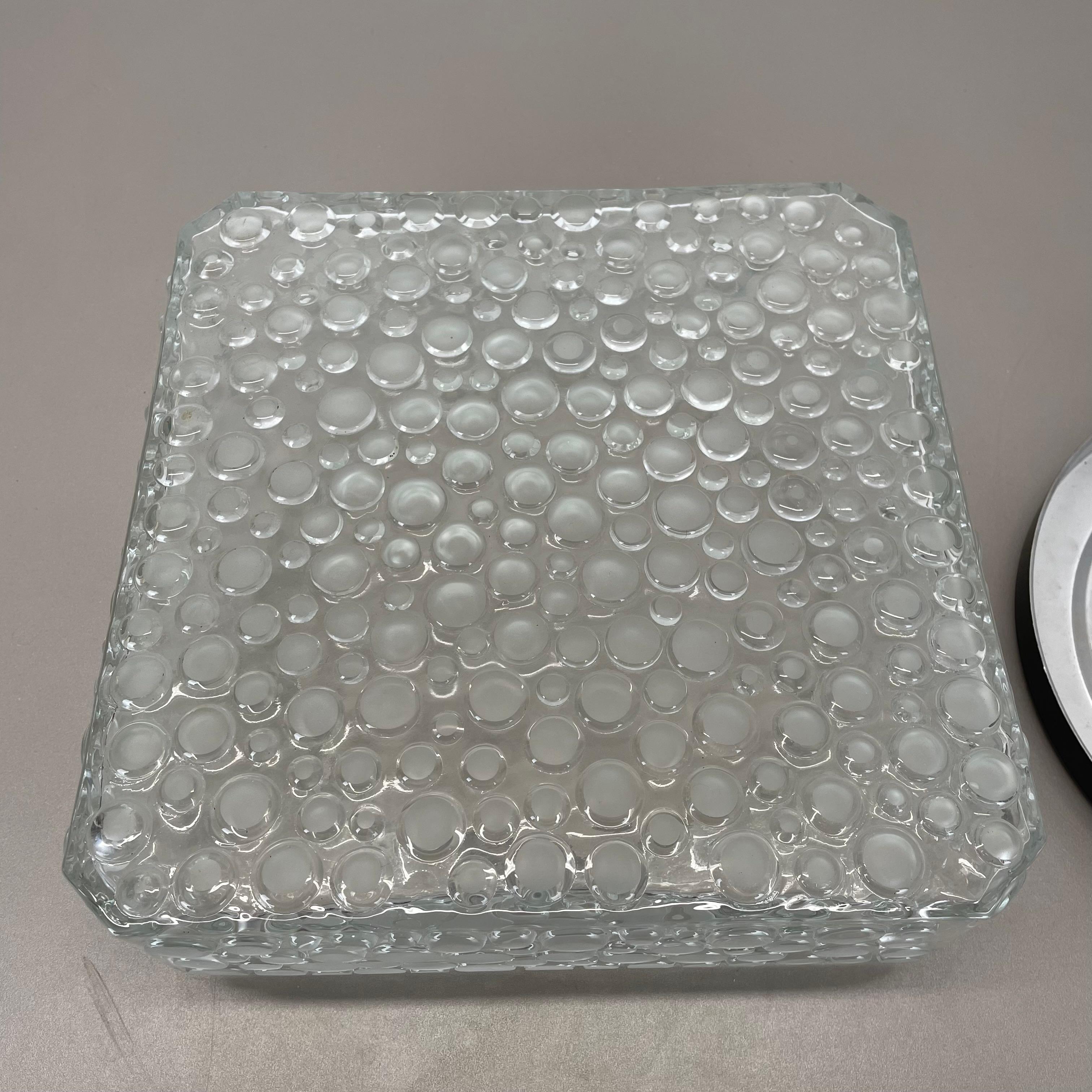 heavy textured BUBBLE Glass Wall Light Flushmount Hustadt Lights, Germany, 1970s For Sale 8