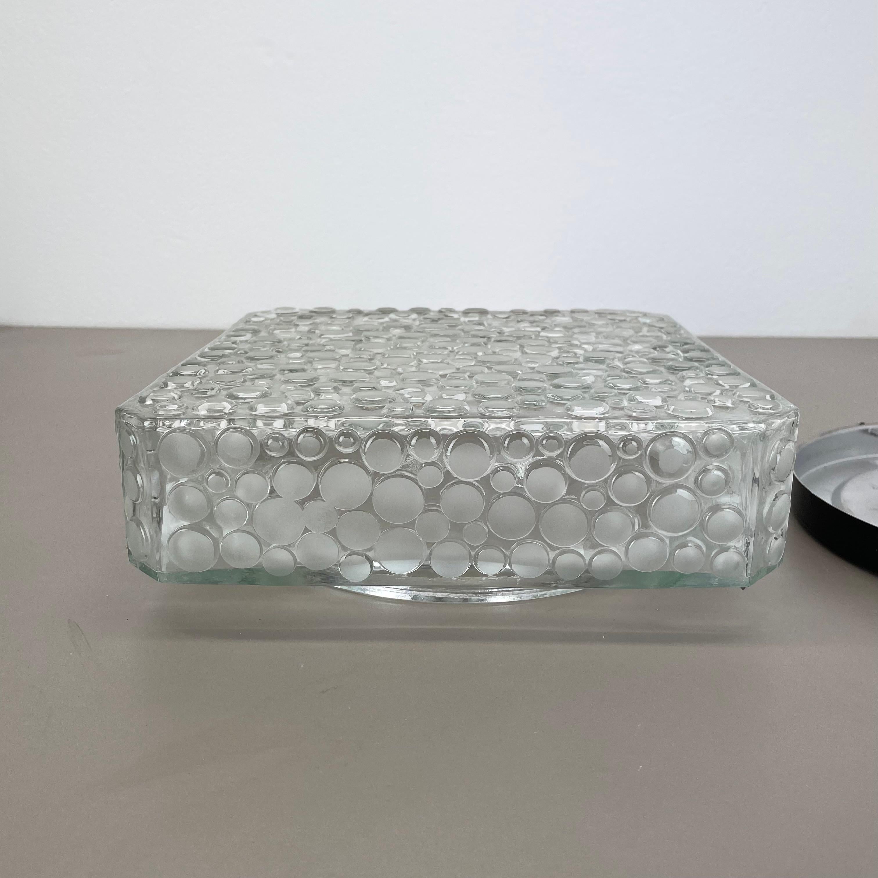 heavy textured BUBBLE Glass Wall Light Flushmount Hustadt Lights, Germany, 1970s For Sale 9